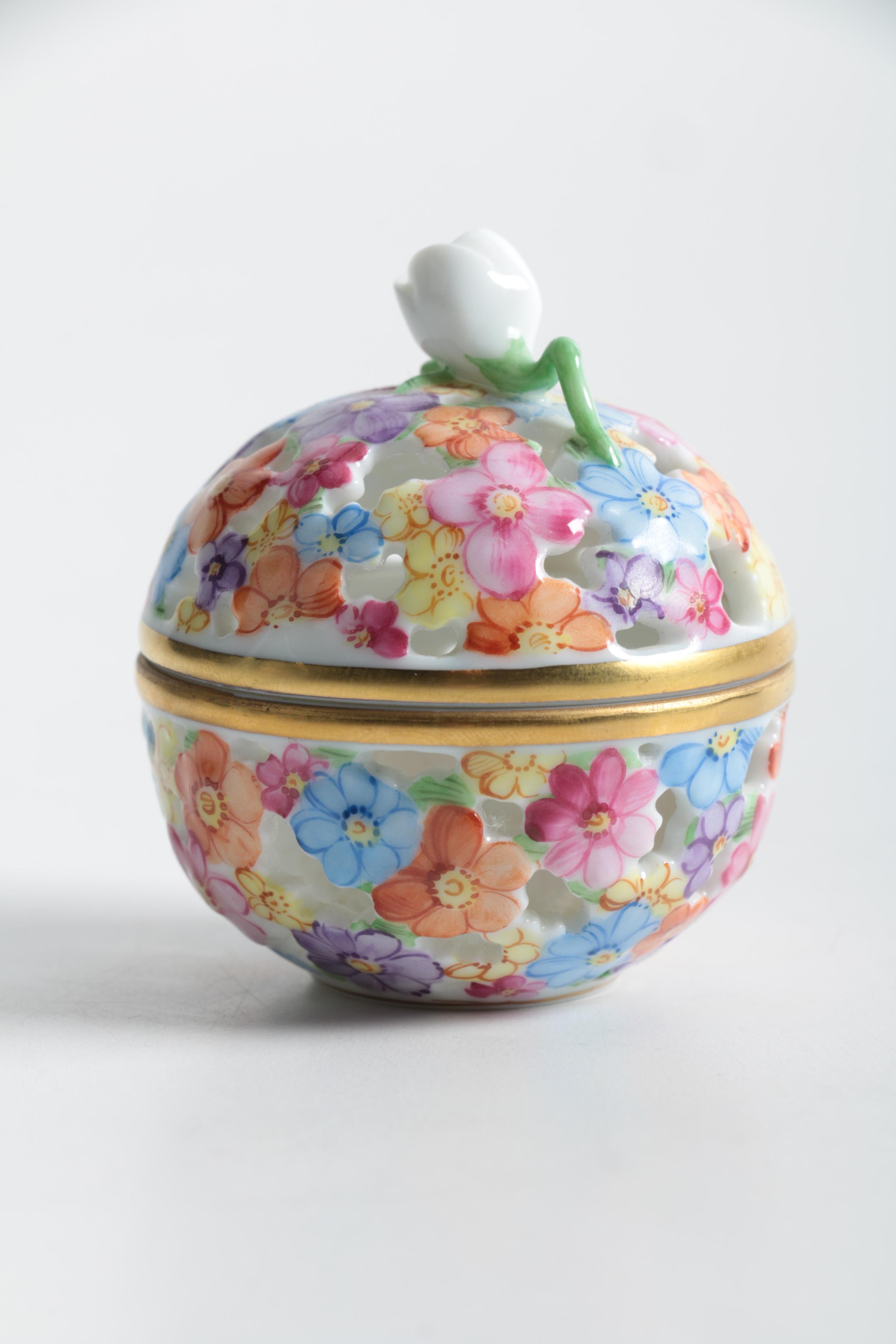 Herend Reticulated Porcelain Trinket Box