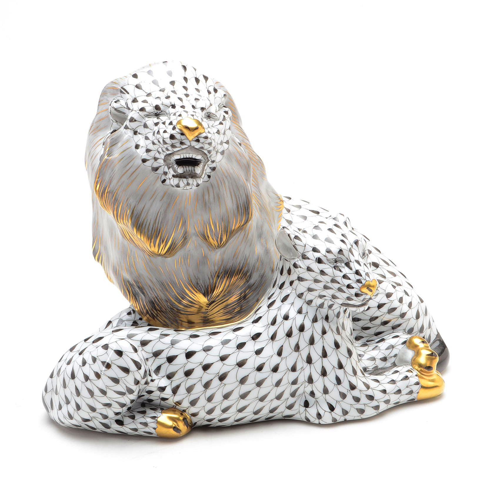 Herend Porcelain Lion and Lioness Figurine