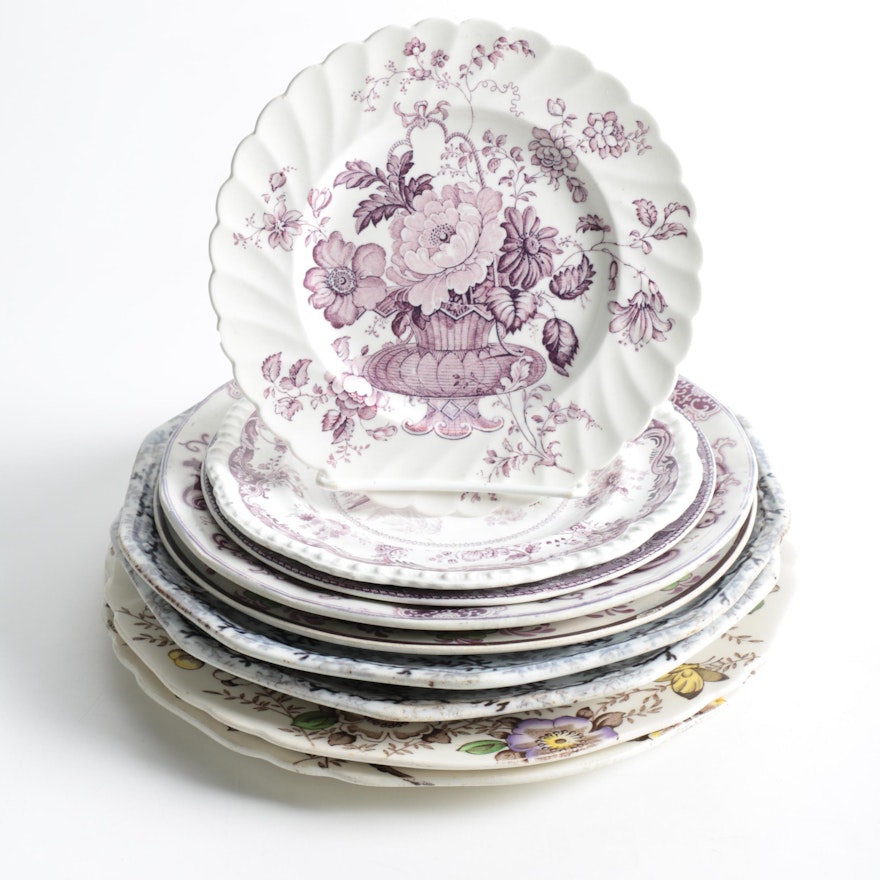 Floral Ceramic Plates Featuring Royal Staffordshire "Charolette"