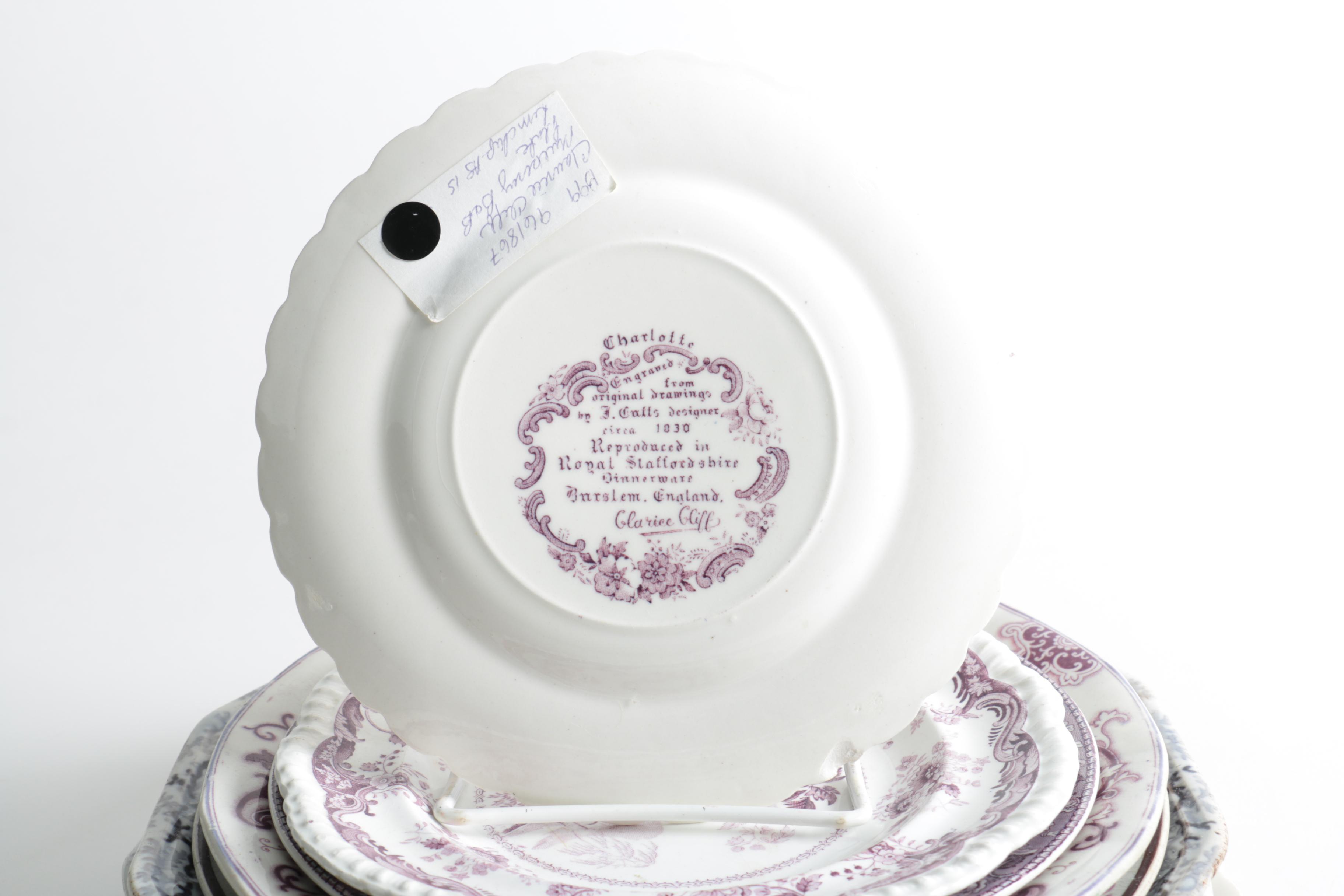 Floral Ceramic Plates Featuring Royal Staffordshire "Charolette"