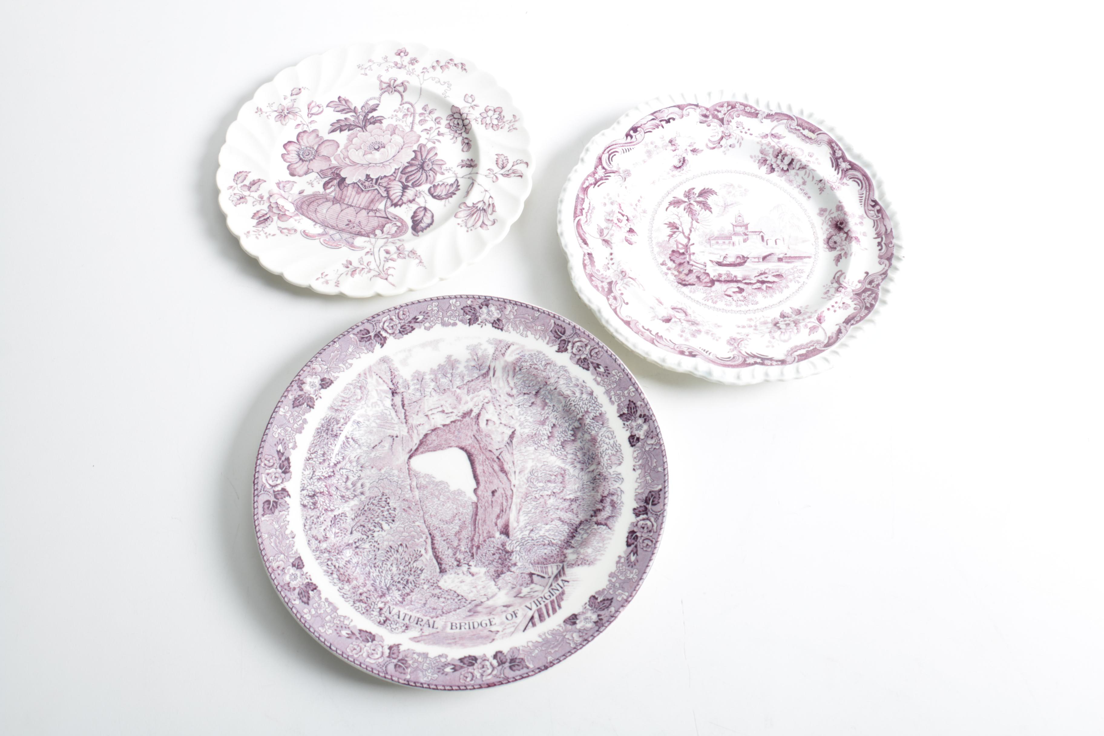 Floral Ceramic Plates Featuring Royal Staffordshire "Charolette"