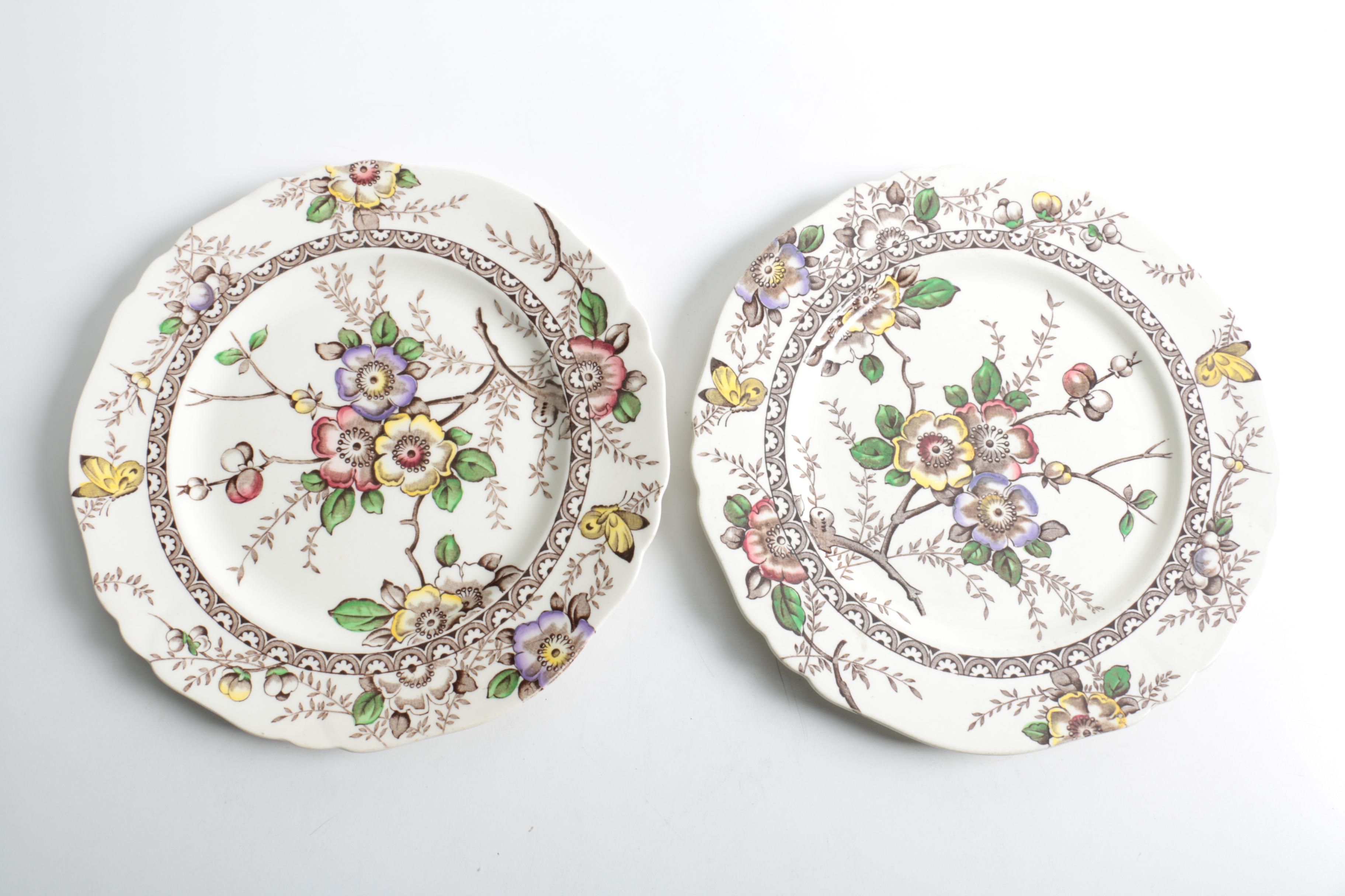 Floral Ceramic Plates Featuring Royal Staffordshire "Charolette"