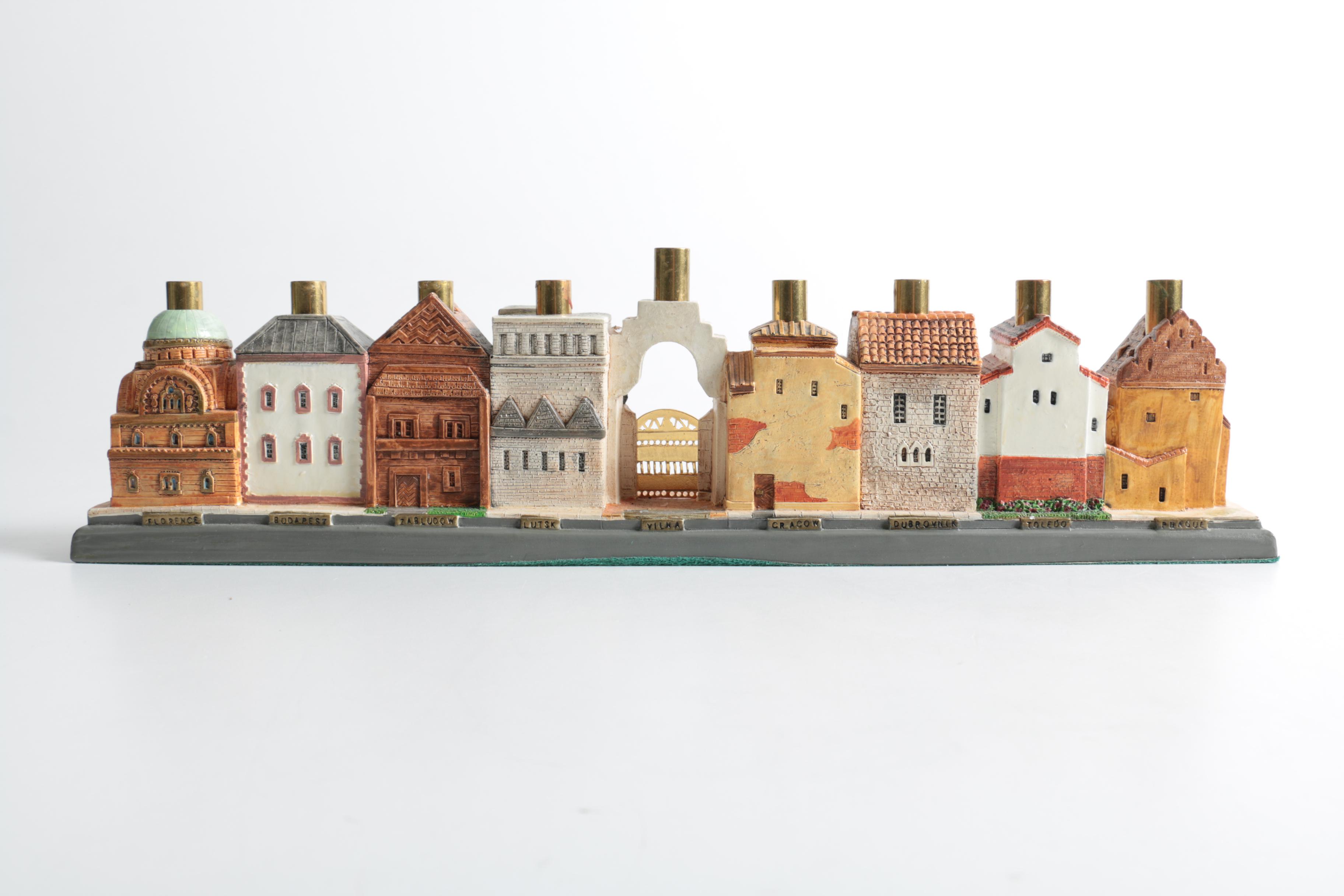 "Synagogues of Europe" Menorah and Assorted Dreidels