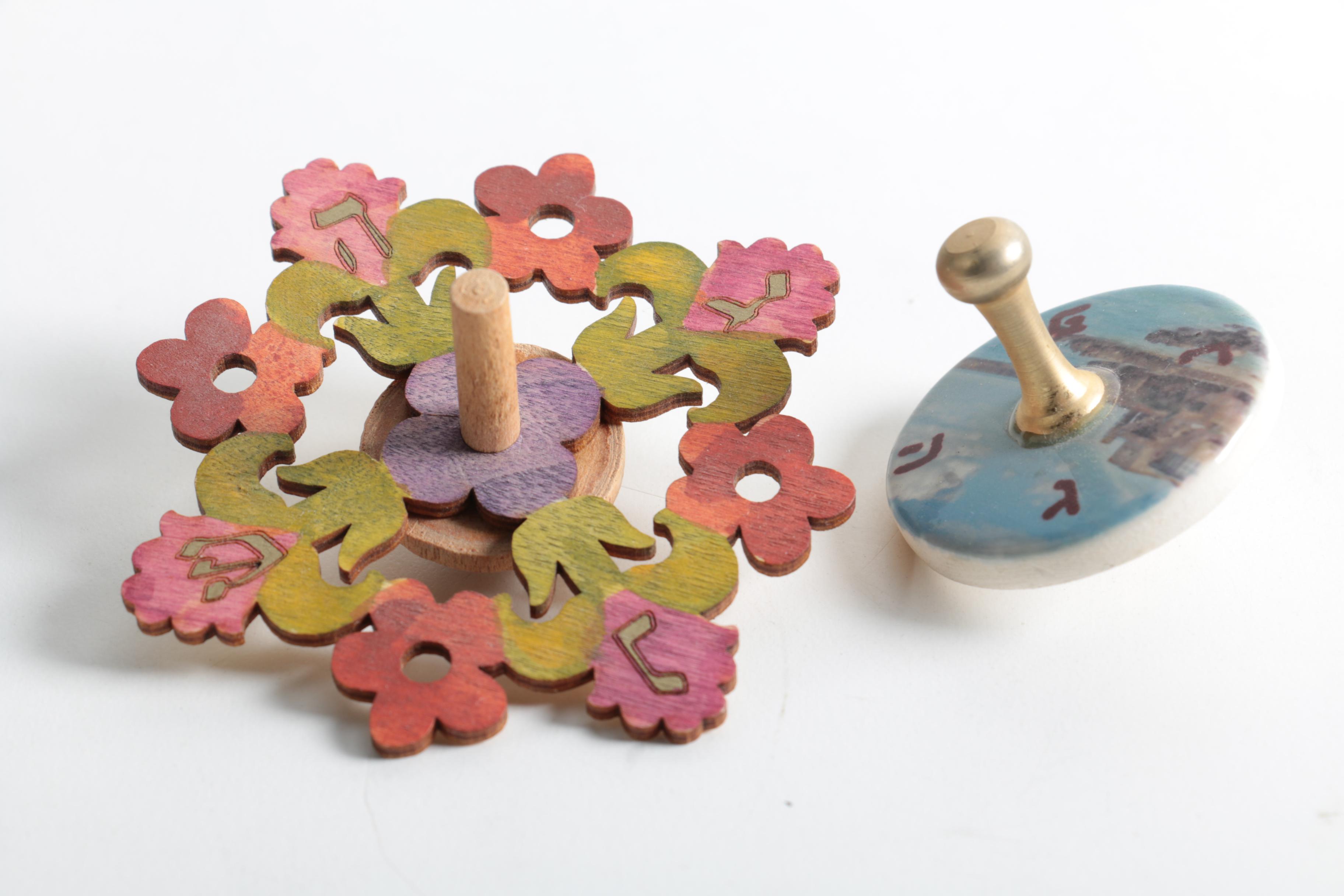 "Synagogues of Europe" Menorah and Assorted Dreidels