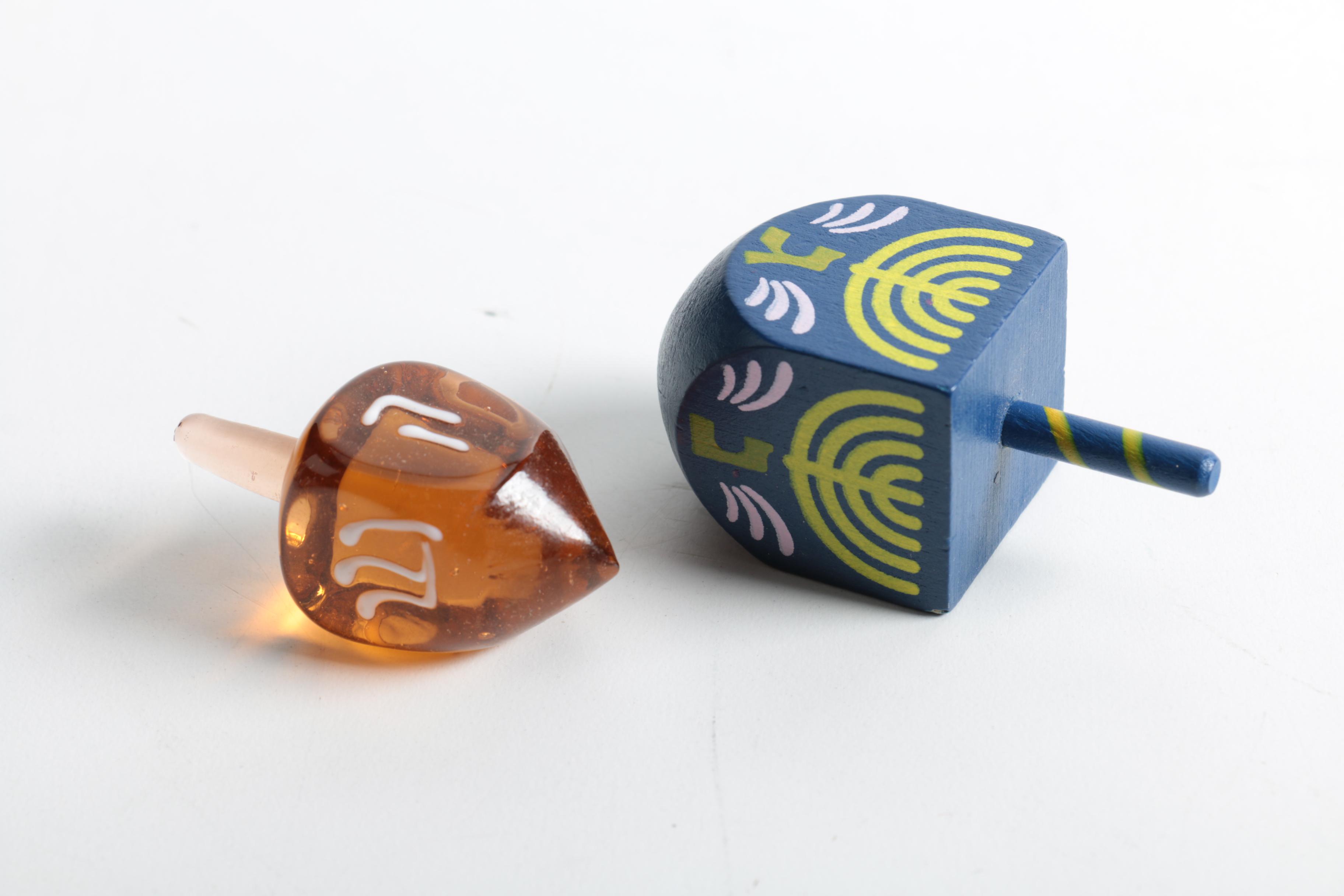 "Synagogues of Europe" Menorah and Assorted Dreidels