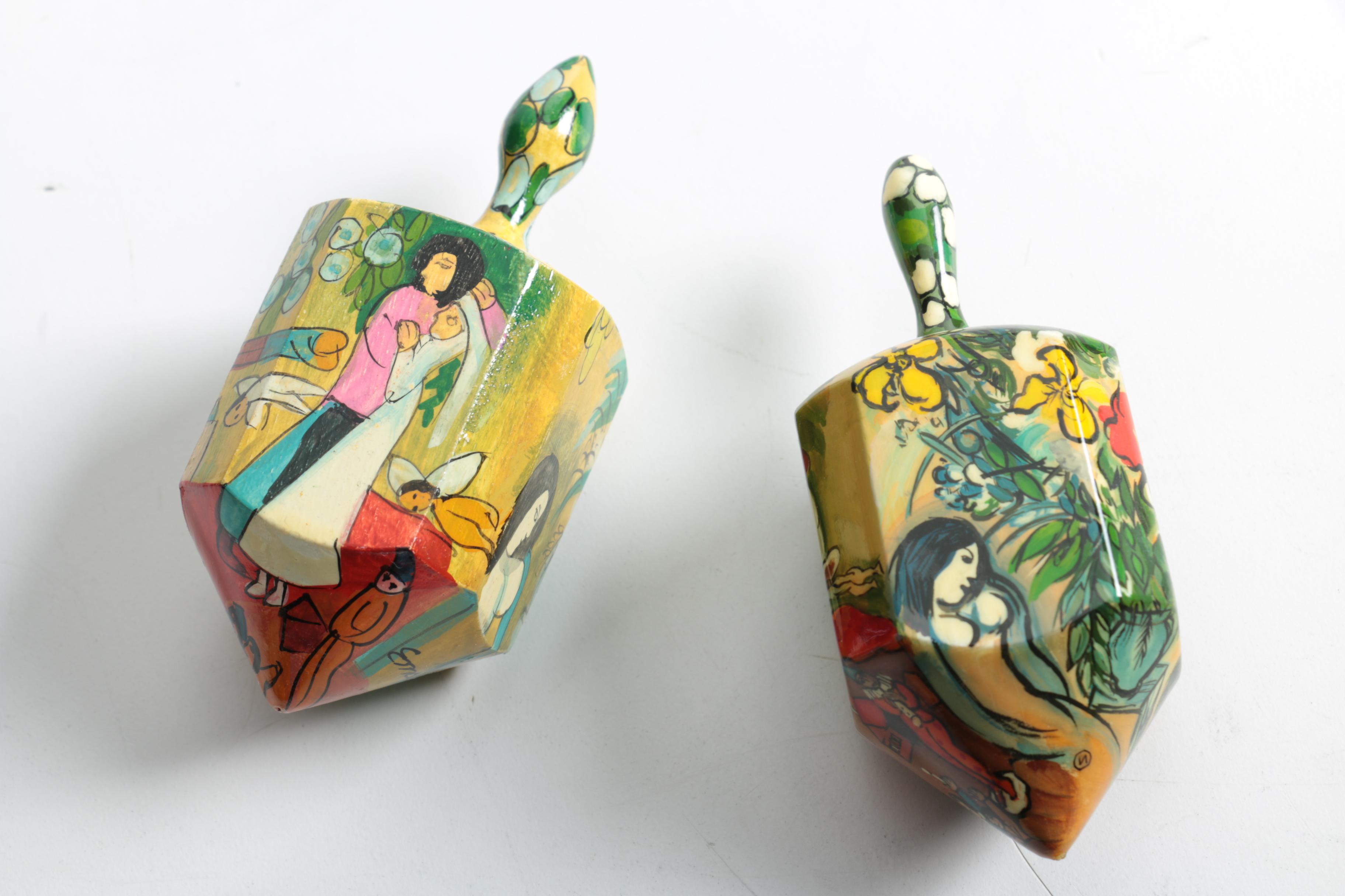 "Synagogues of Europe" Menorah and Assorted Dreidels