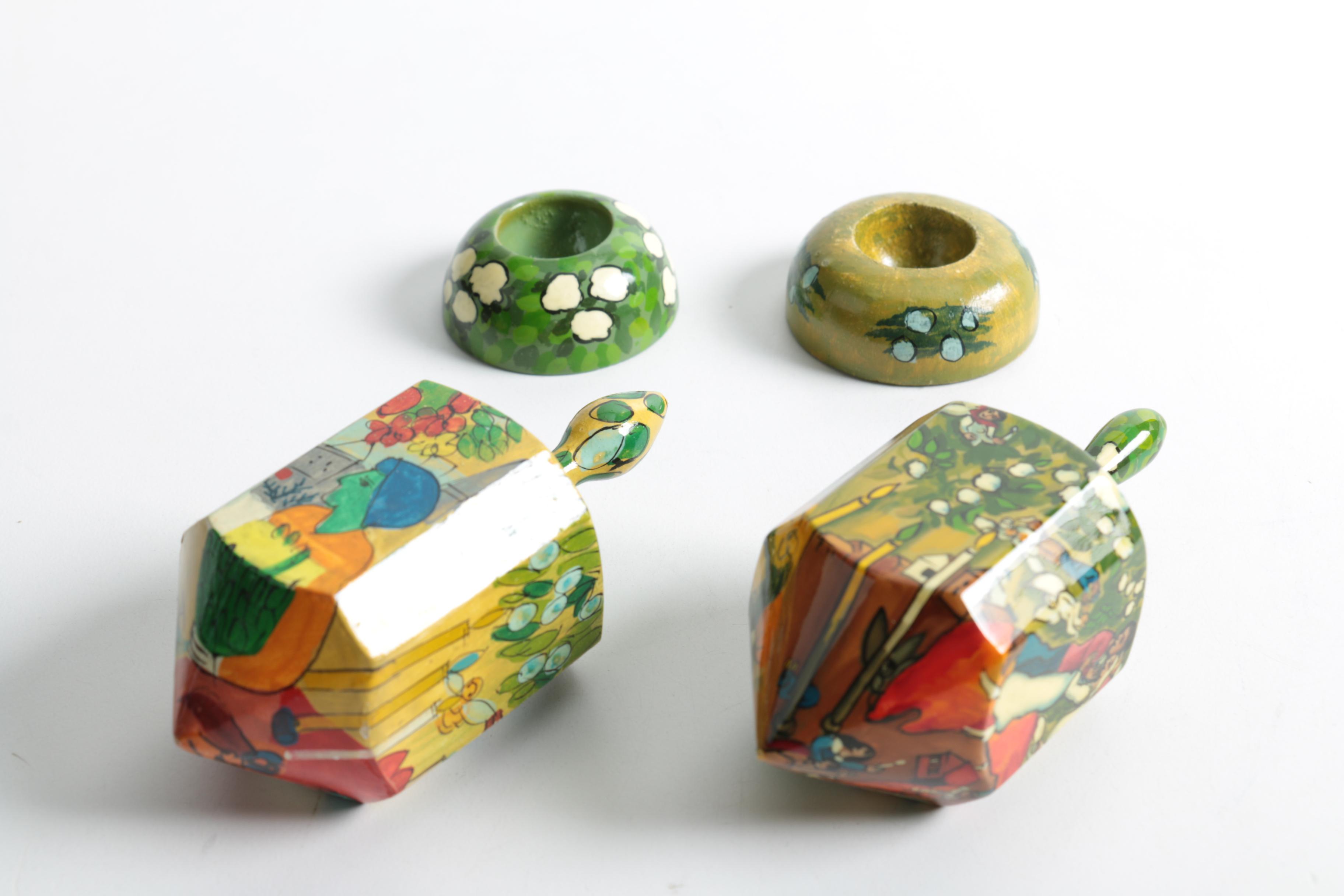 "Synagogues of Europe" Menorah and Assorted Dreidels