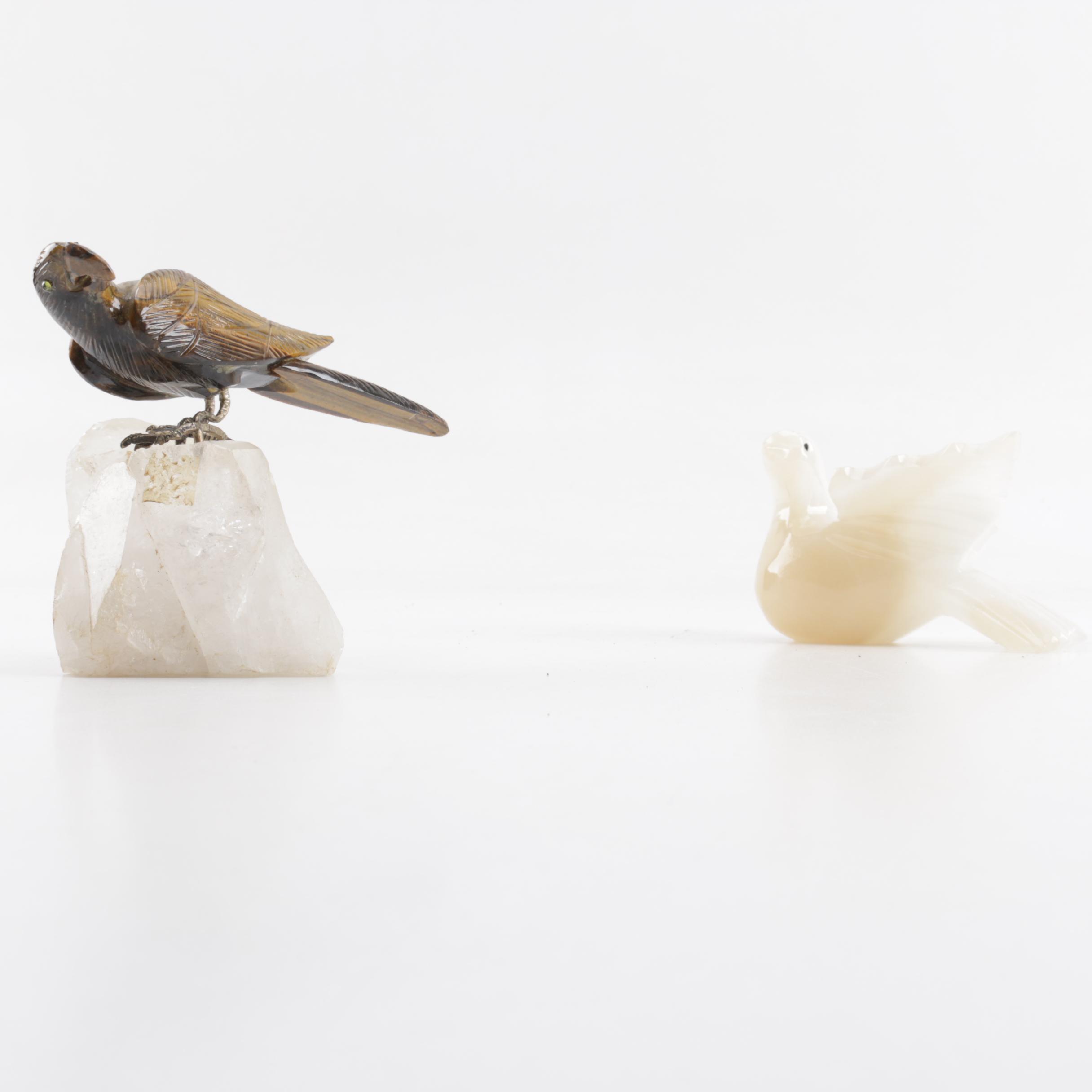 Ornate Stone Bird Figurines