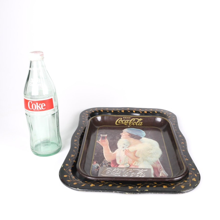 Coca-Cola Bottle and Vintage Serving Trays