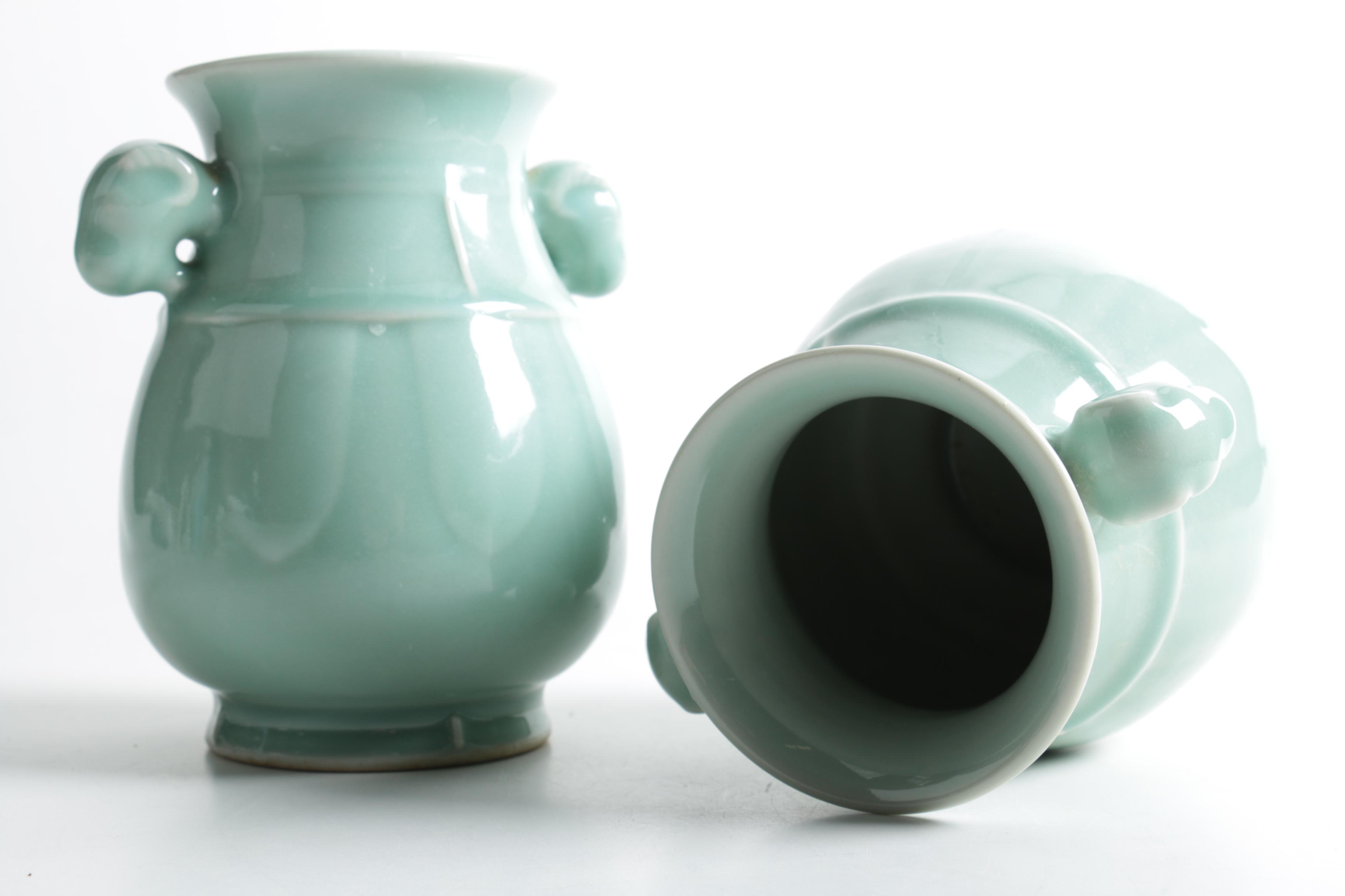 Chinese Green Ceramic Vases