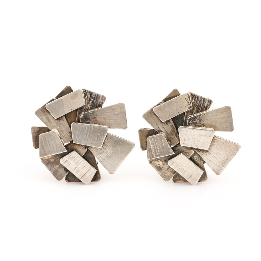 Rey Urbain for A. Fausing Modernist Sterling Silver Earrings