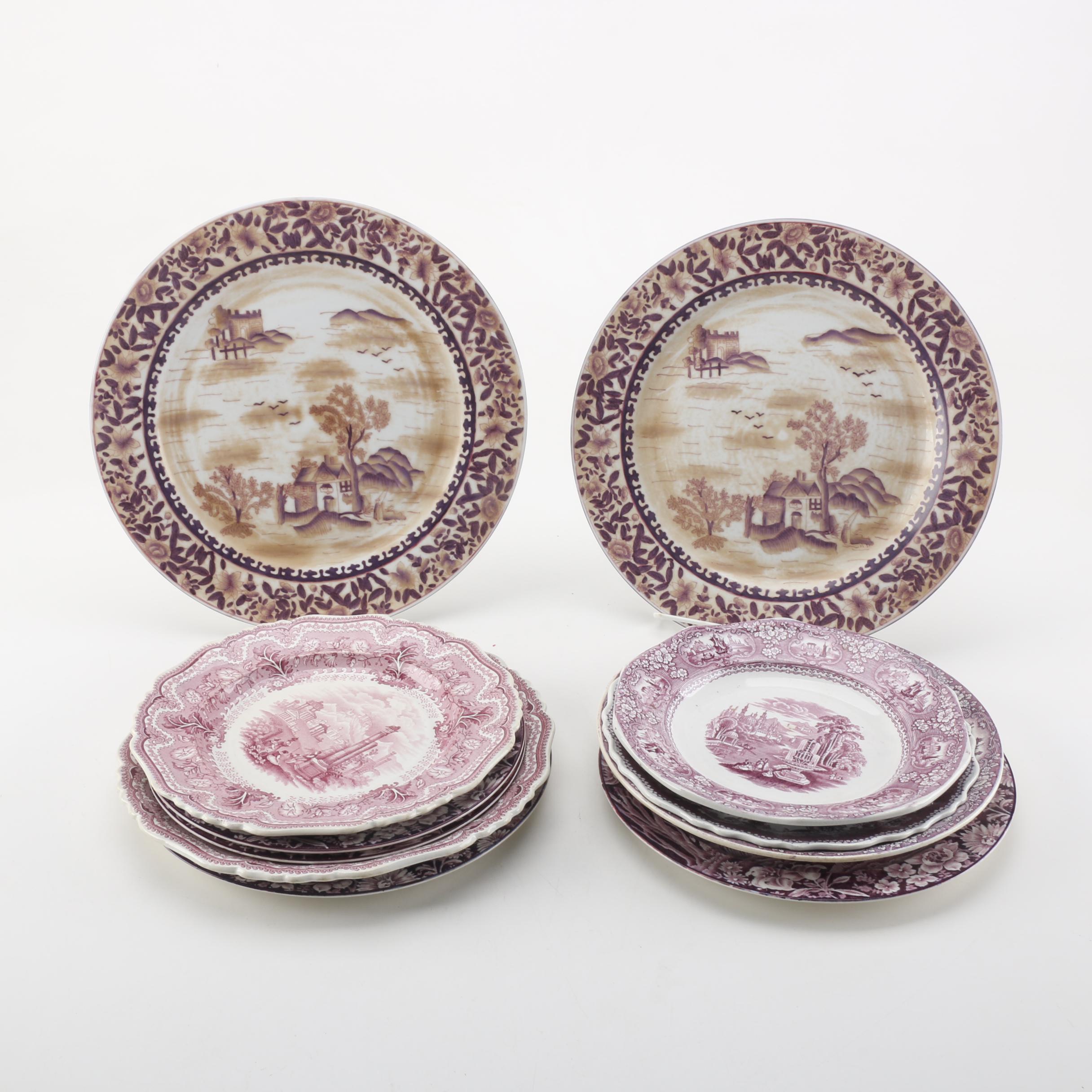 Vintage and Antique Transfer Printed Plates Including Wood & Sons