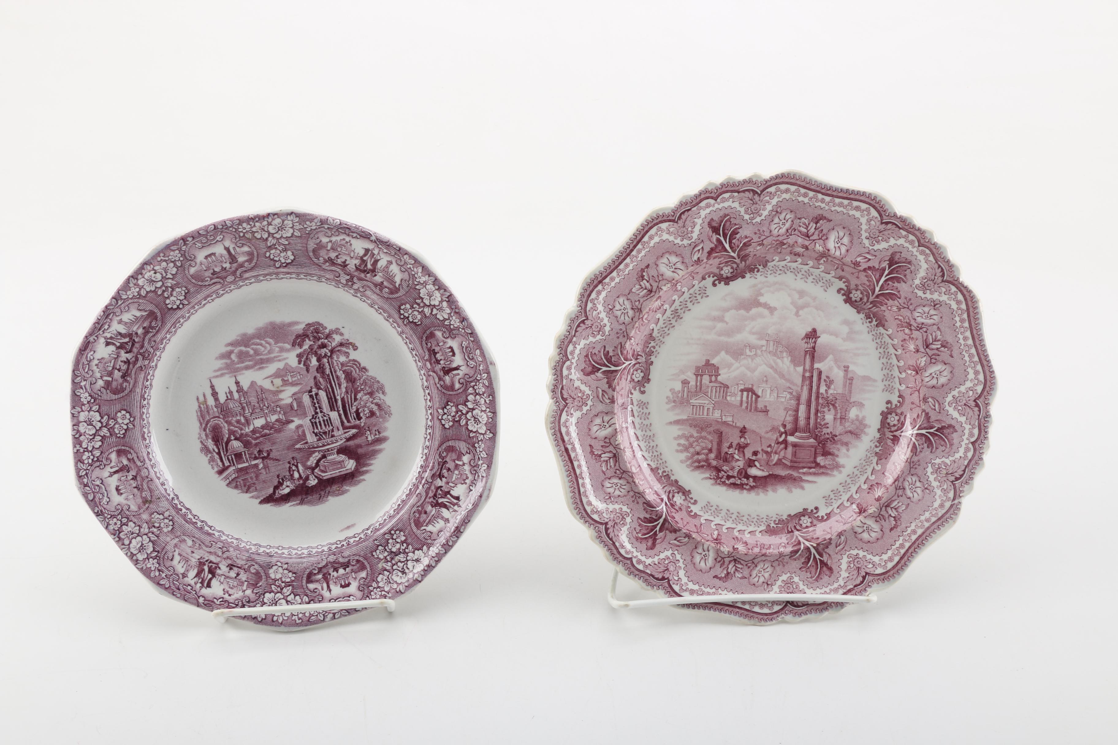 Vintage and Antique Transfer Printed Plates Including Wood & Sons