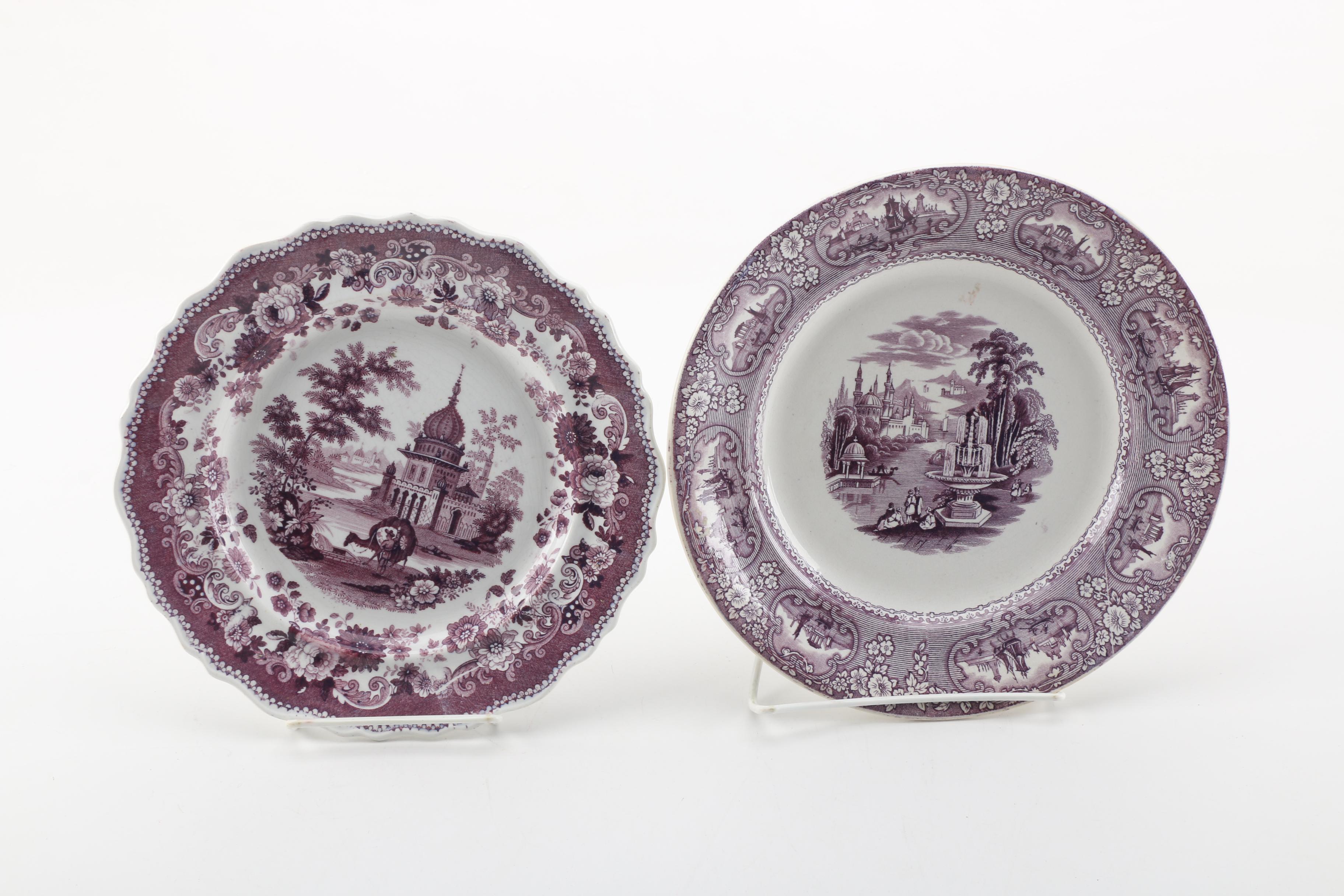 Vintage and Antique Transfer Printed Plates Including Wood & Sons