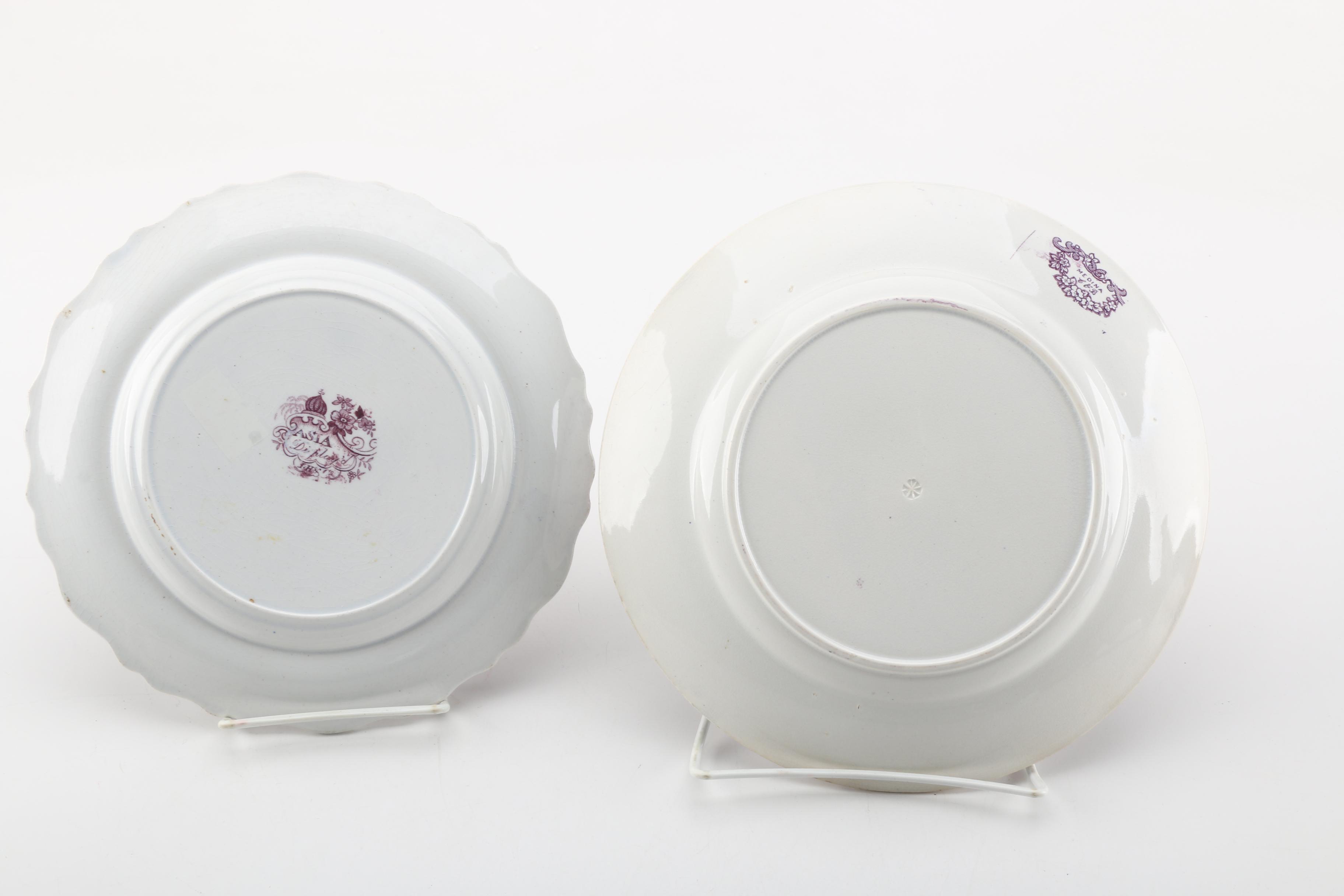 Vintage and Antique Transfer Printed Plates Including Wood & Sons