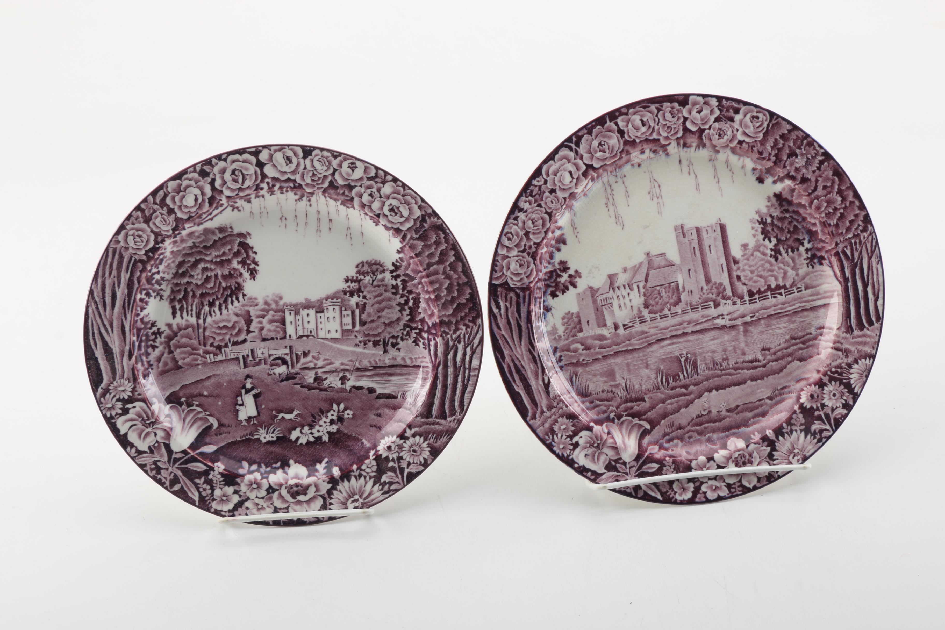 Vintage and Antique Transfer Printed Plates Including Wood & Sons