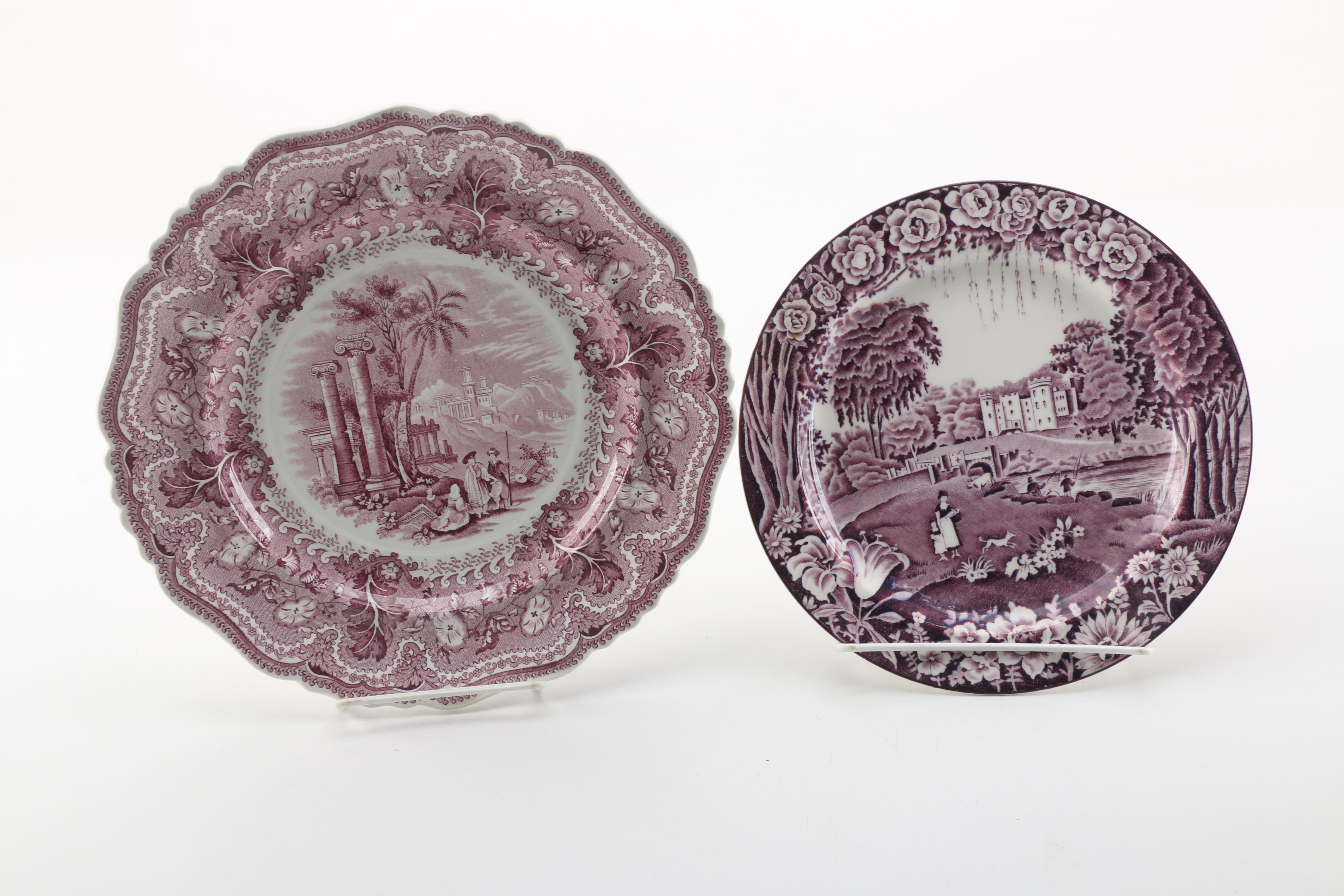 Vintage and Antique Transfer Printed Plates Including Wood & Sons