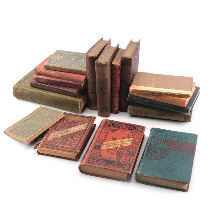 Assorted Antique and Vintage Hardcover Books featuring "Robinson Crusoe"