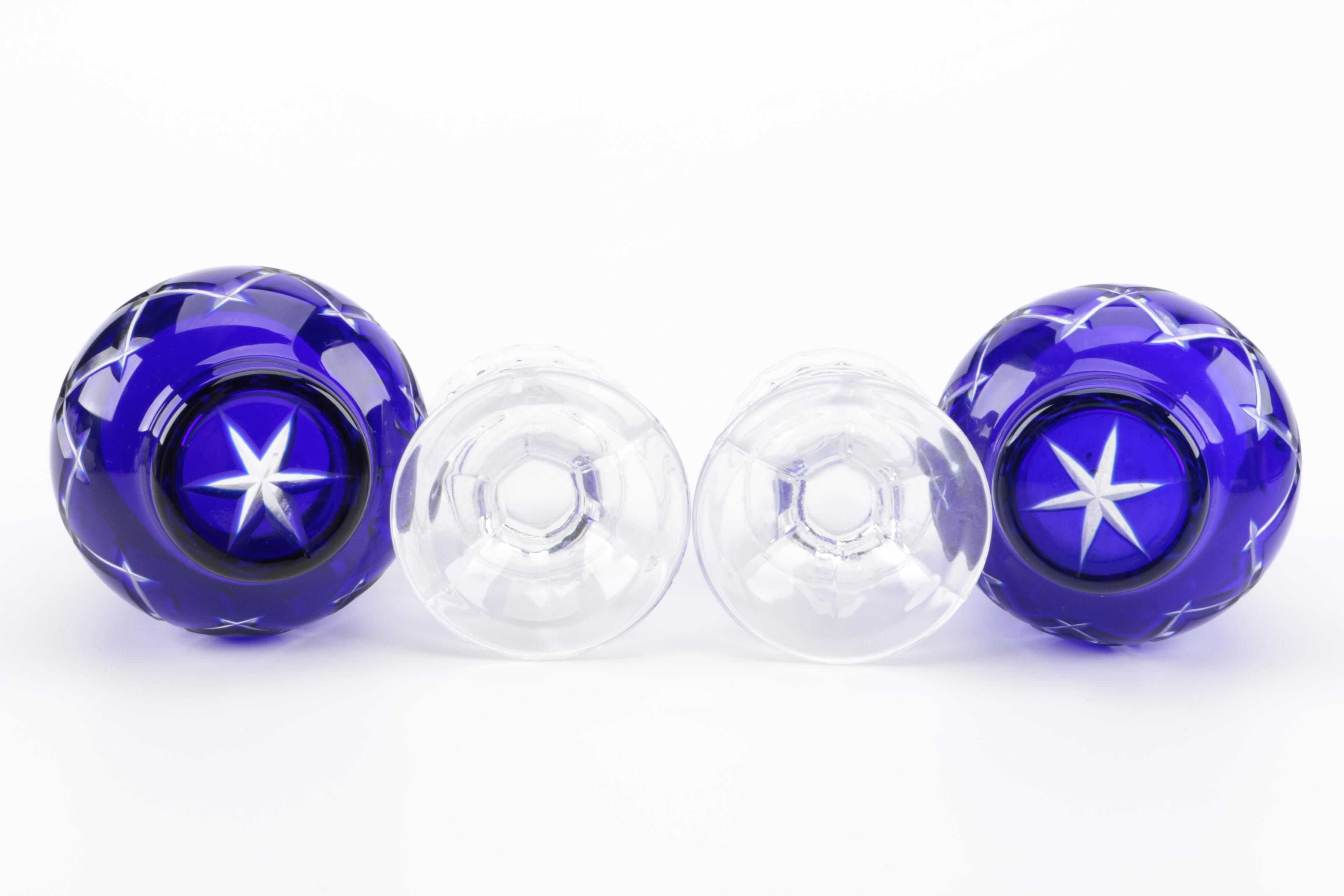 Blue Glass Candle Holders