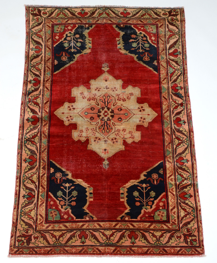 Antique Persian Hand-Knotted Bakshaish Area Rug