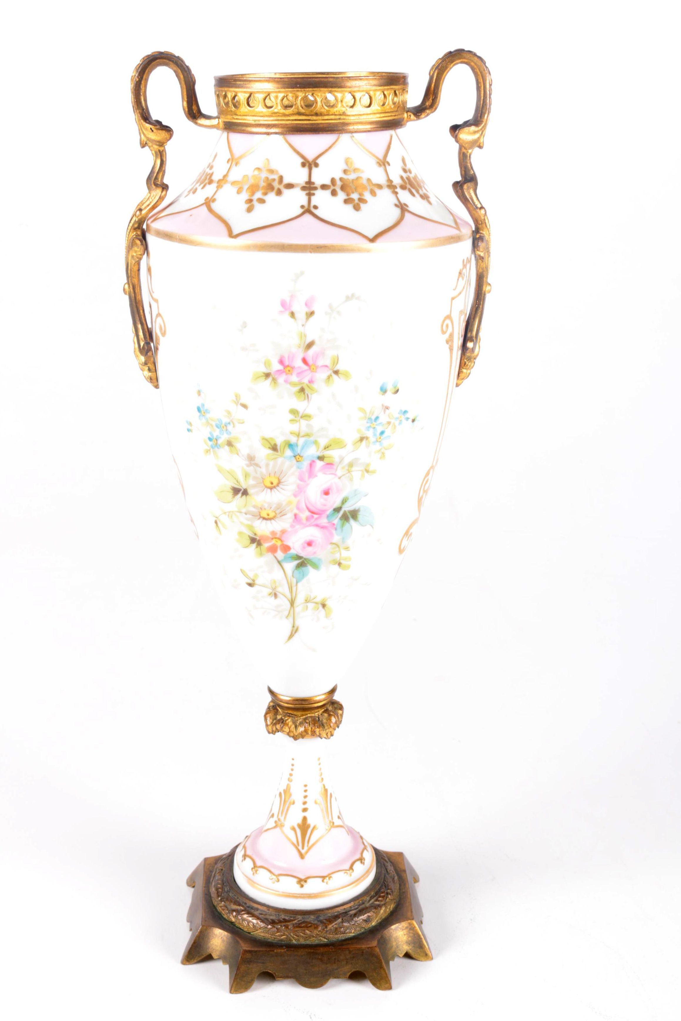 Antique Signed P. Roche French Sevres Style Hand-Painted Porcelain Vase