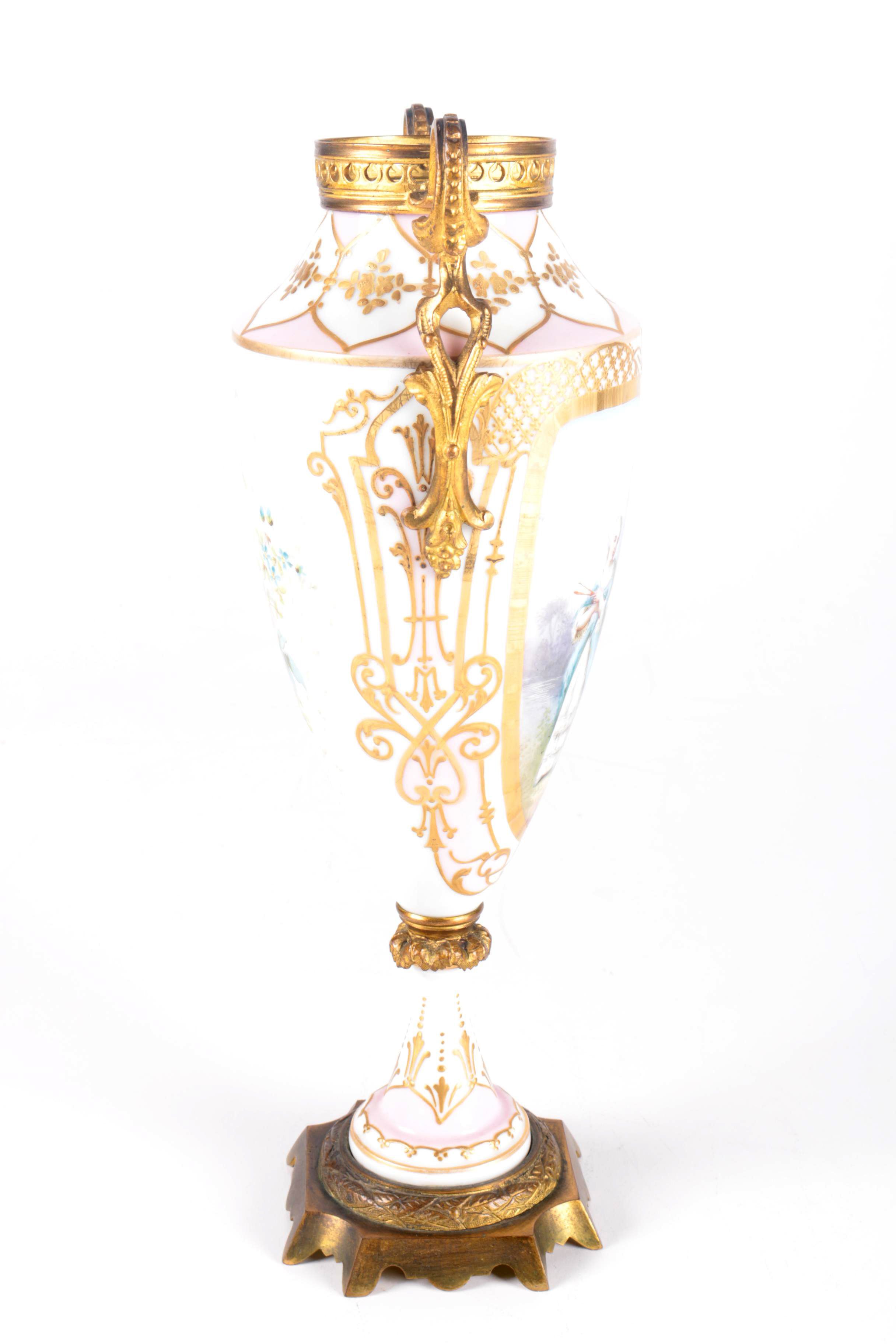 Antique Signed P. Roche French Sevres Style Hand-Painted Porcelain Vase