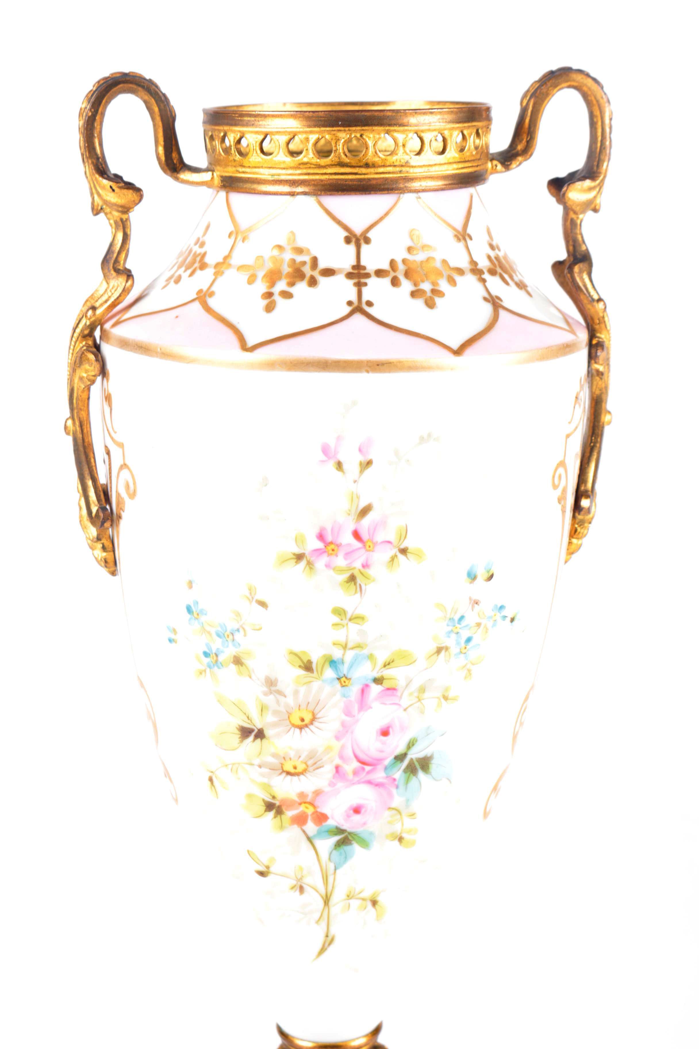 Antique Signed P. Roche French Sevres Style Hand-Painted Porcelain Vase