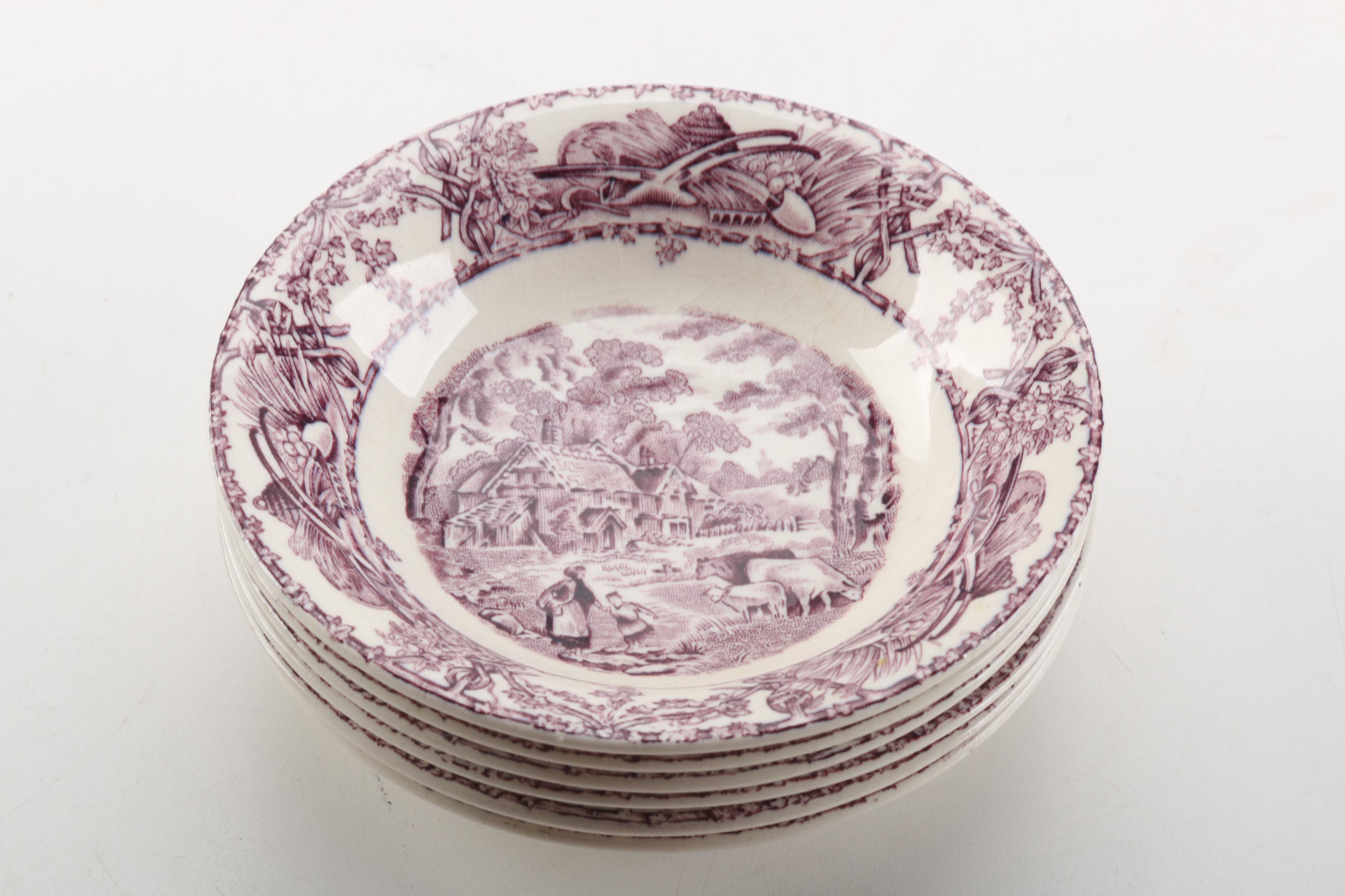 Clarice Cliff for Royal Staffordshire and A.J. Wilkinson Mulberry Transferware