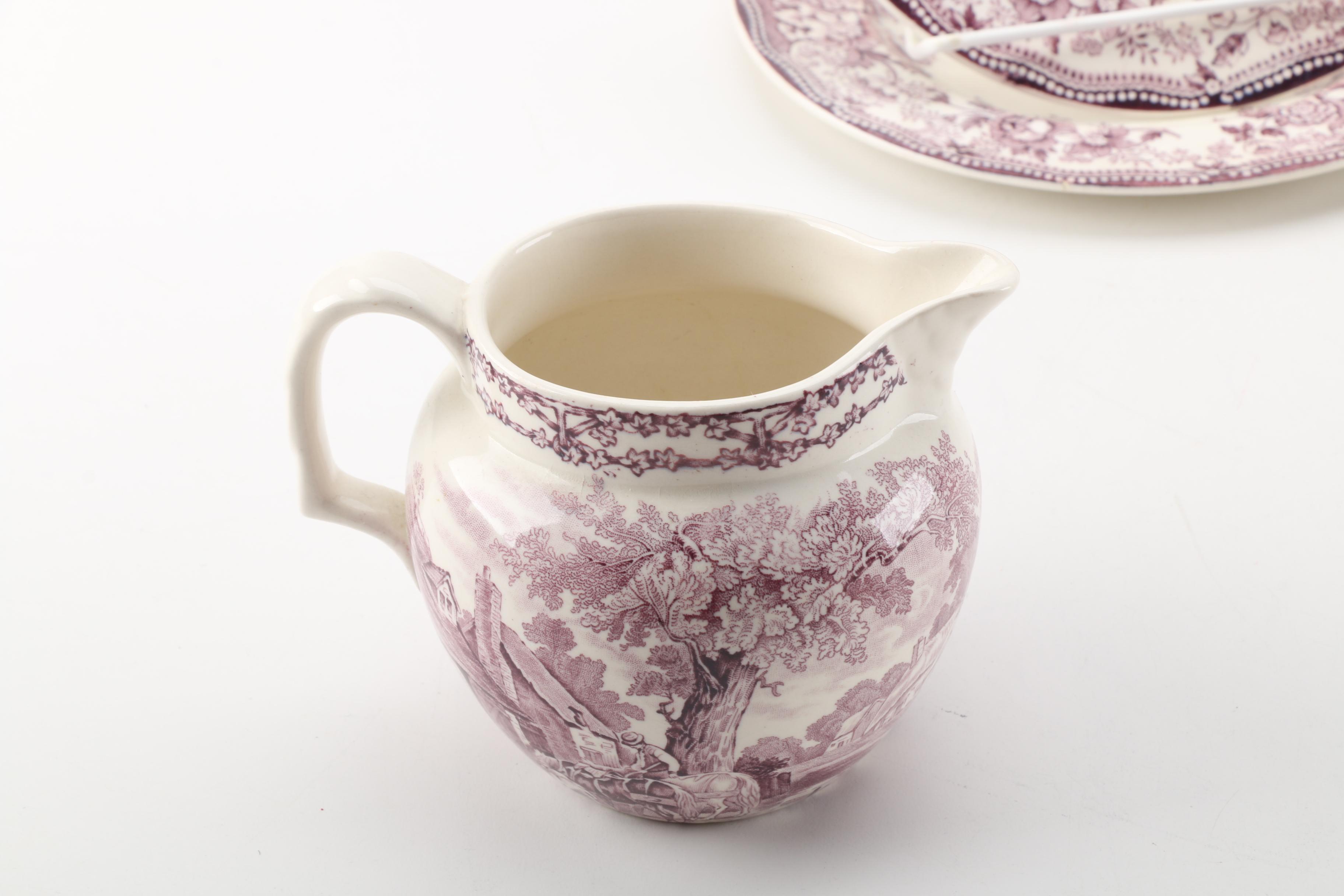 Clarice Cliff for Royal Staffordshire and A.J. Wilkinson Mulberry Transferware