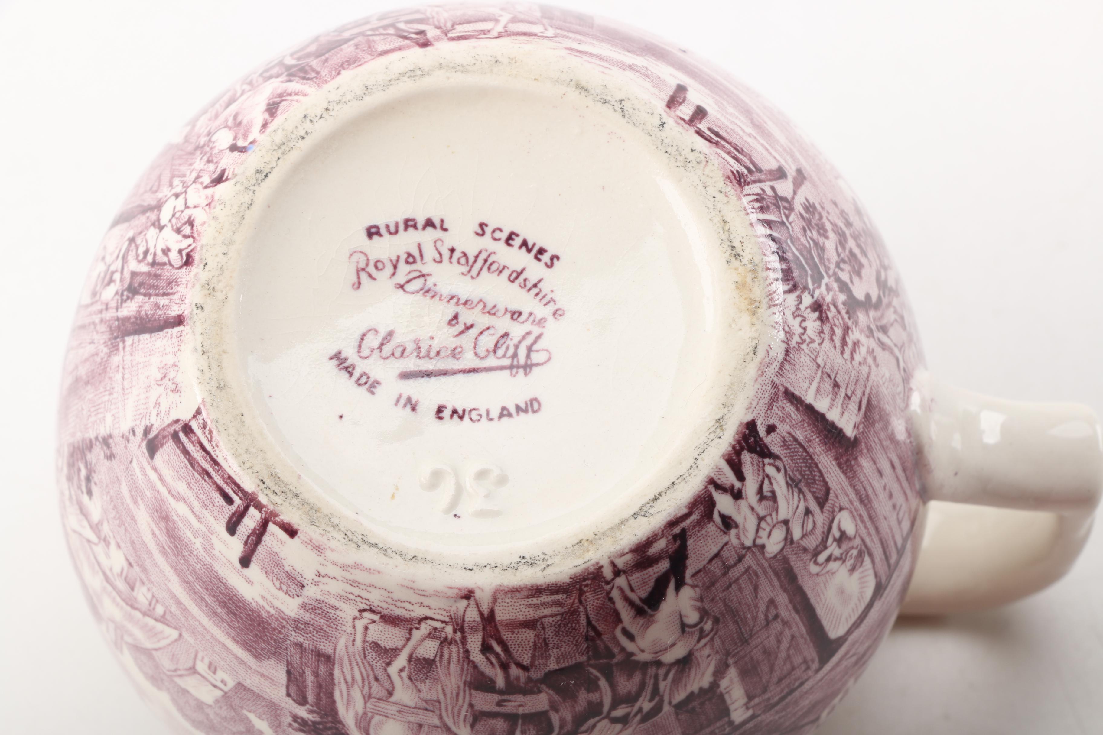 Clarice Cliff for Royal Staffordshire and A.J. Wilkinson Mulberry Transferware