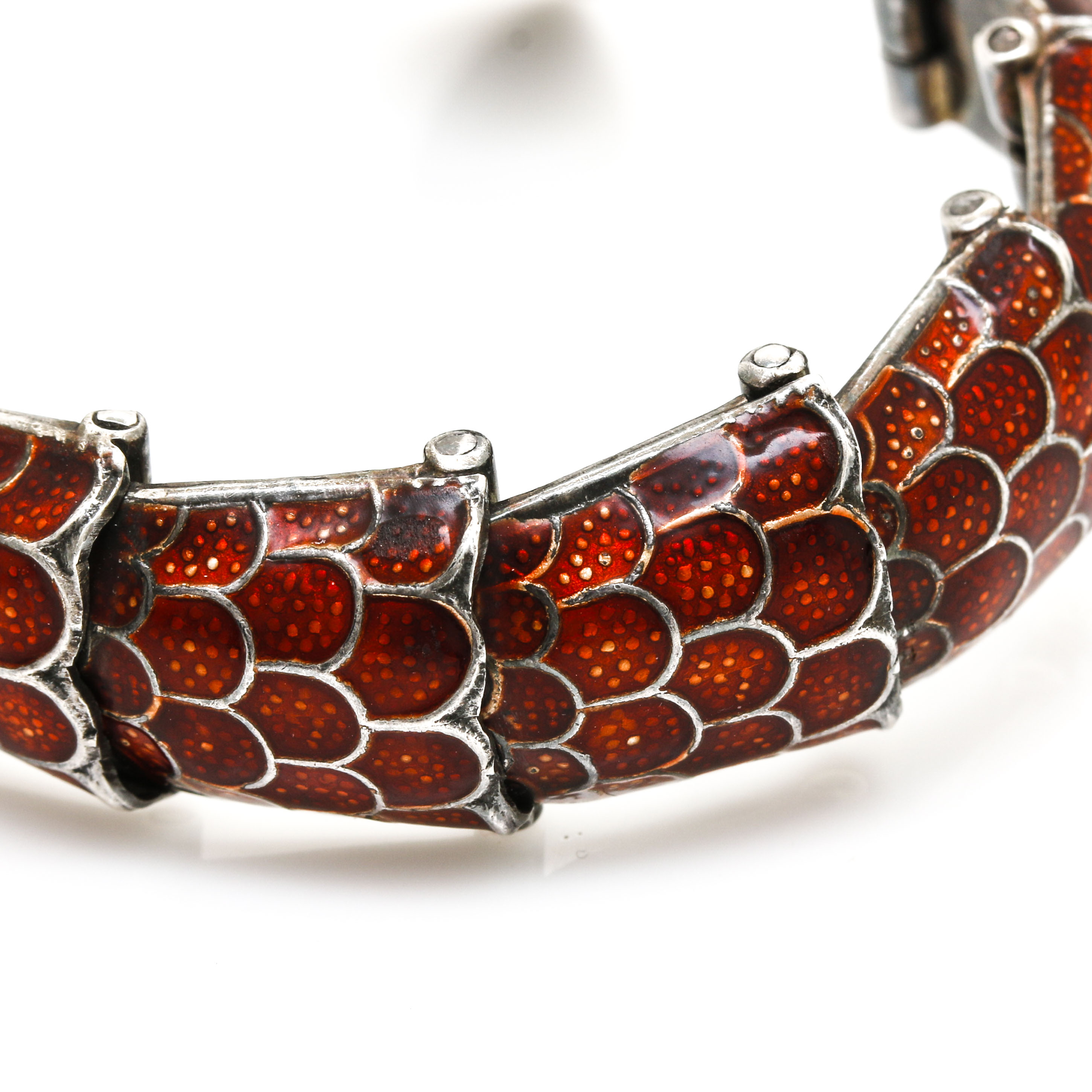 Sterling Silver Enameled Articulated Snake Bracelet