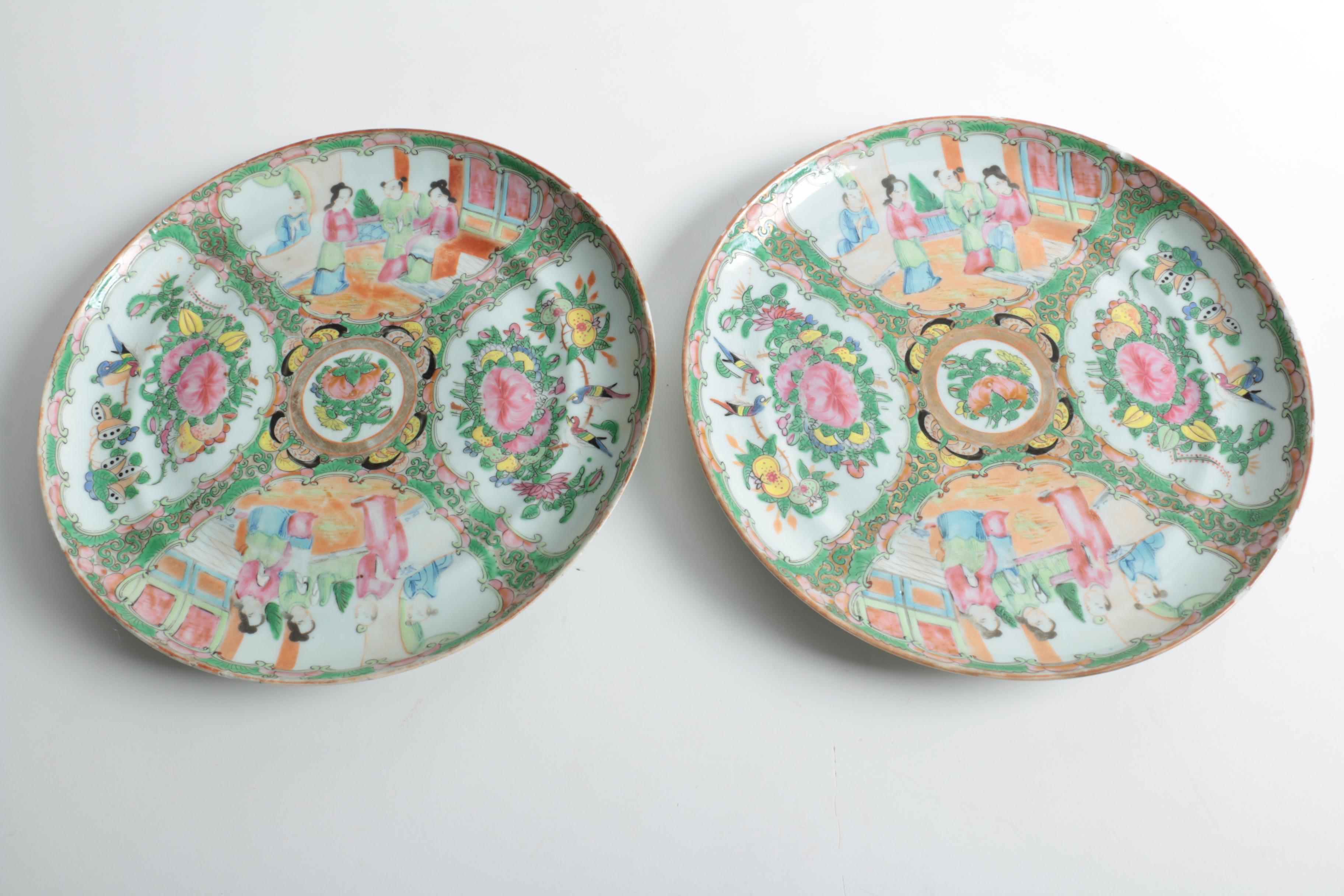 Antique Chinese "Rose Medallion" Plates