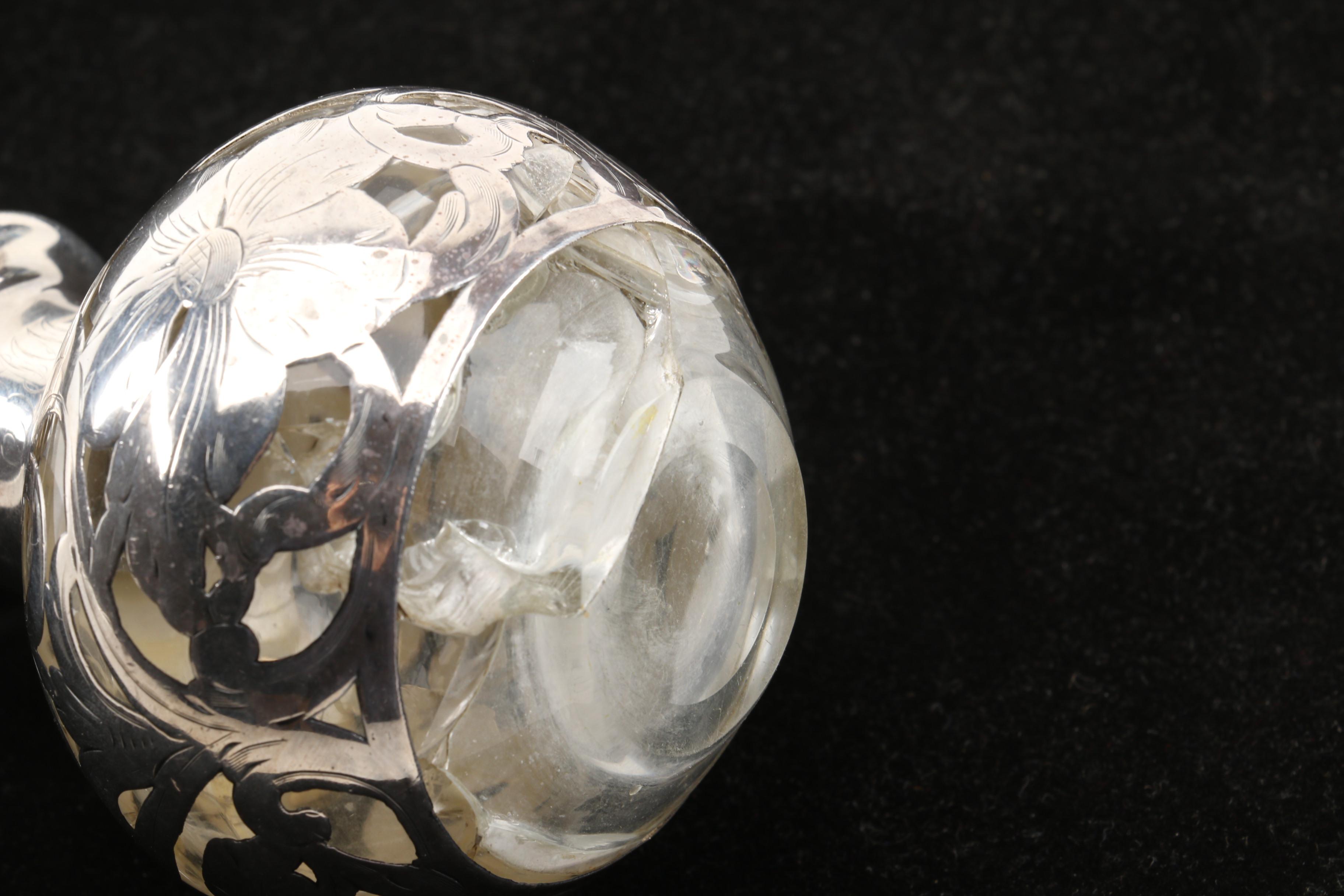 Christian Dior Perfume Bottle and Other Bottles Featuring Sterling