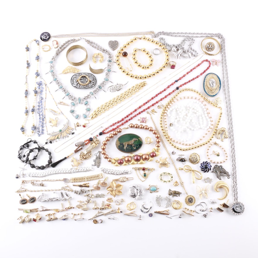 Large Assortment of Jewelry Featuring Diamond Tie Bar