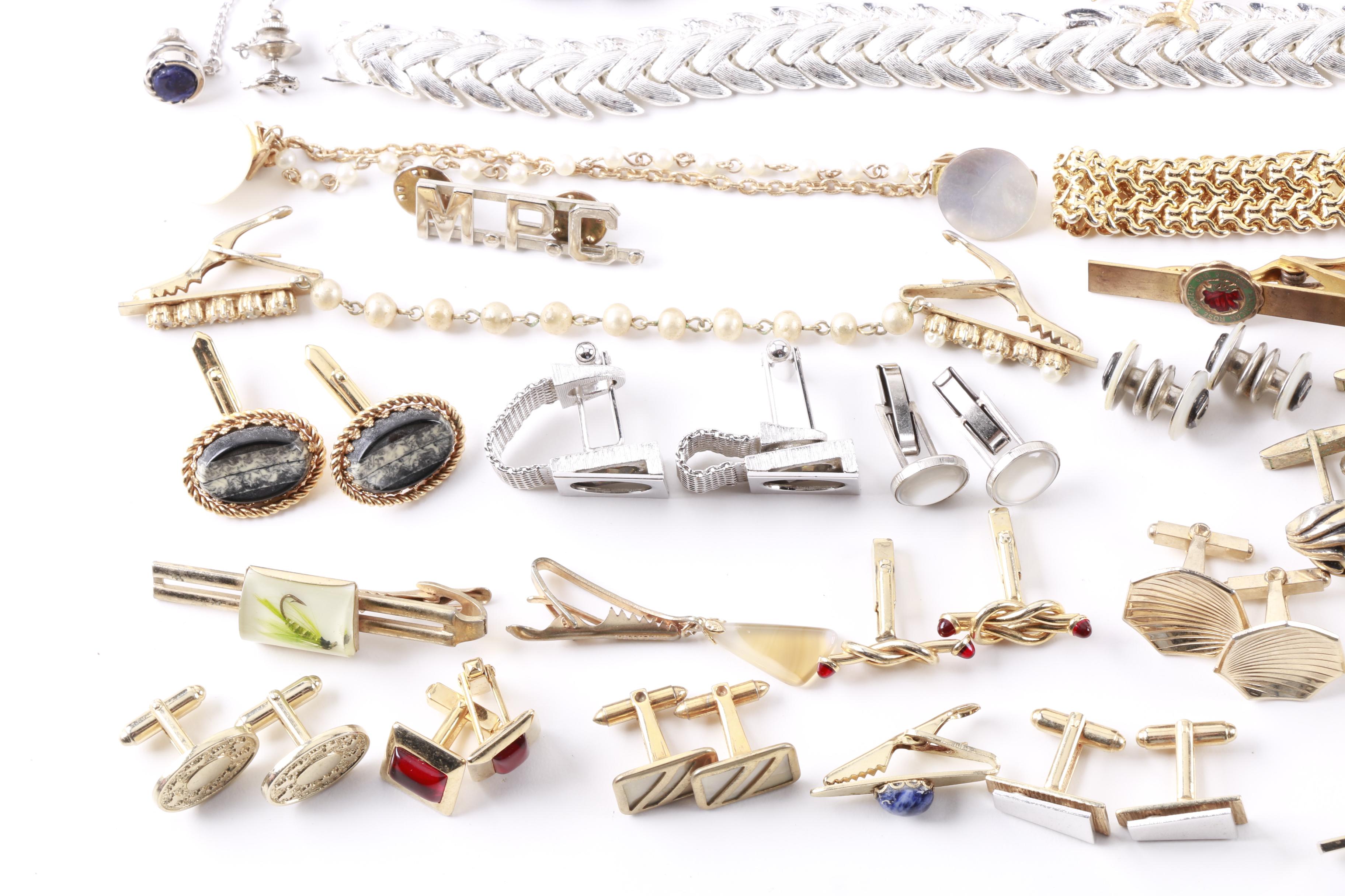 Large Assortment of Jewelry Featuring Diamond Tie Bar