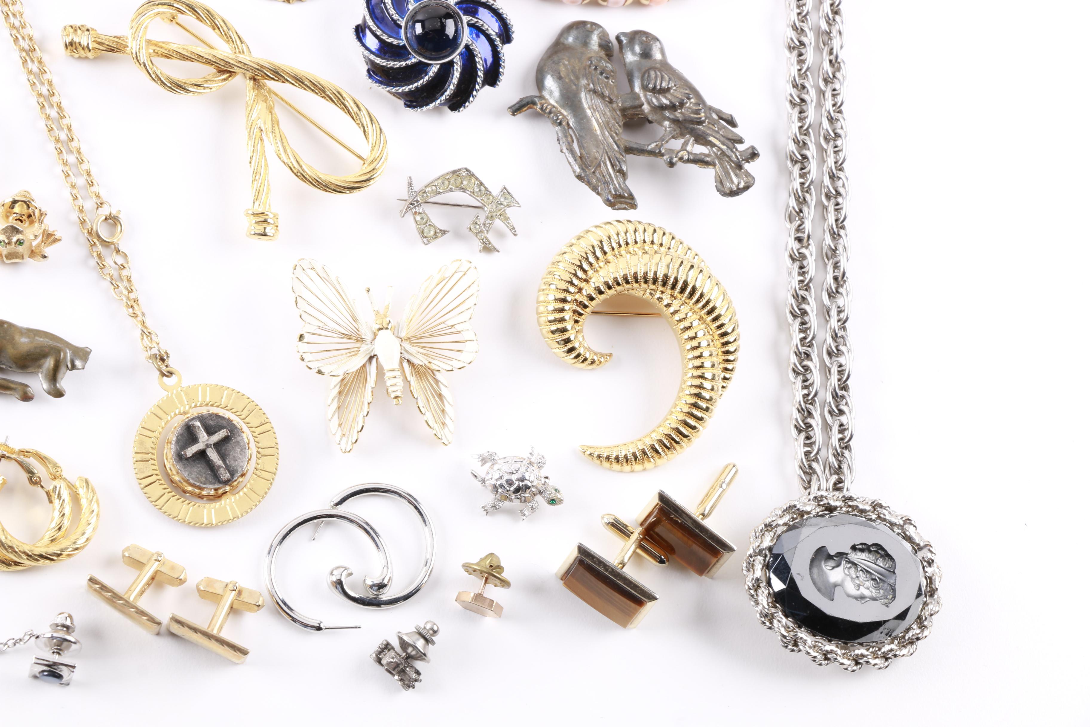 Large Assortment of Jewelry Featuring Diamond Tie Bar