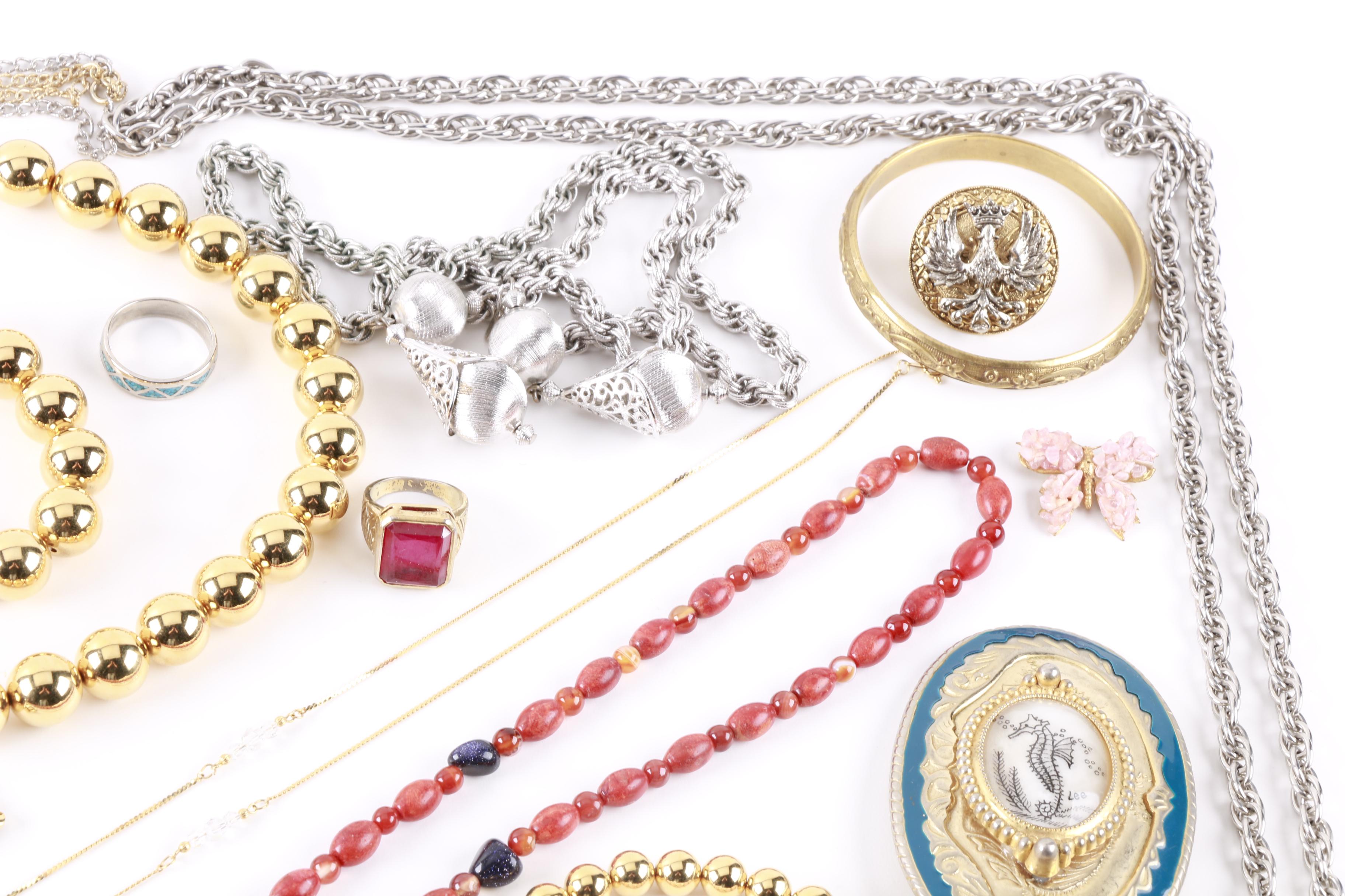 Large Assortment of Jewelry Featuring Diamond Tie Bar