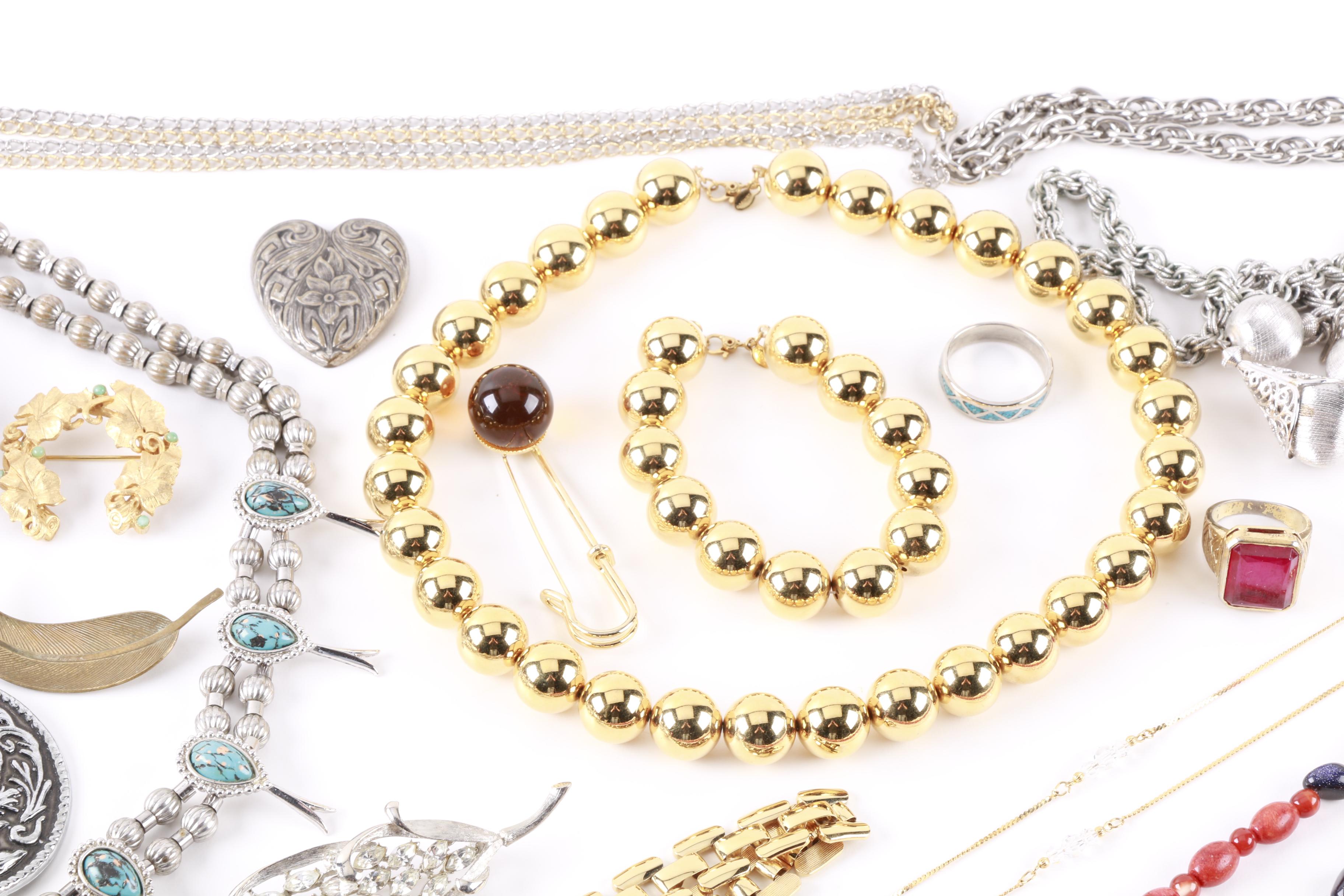 Large Assortment of Jewelry Featuring Diamond Tie Bar