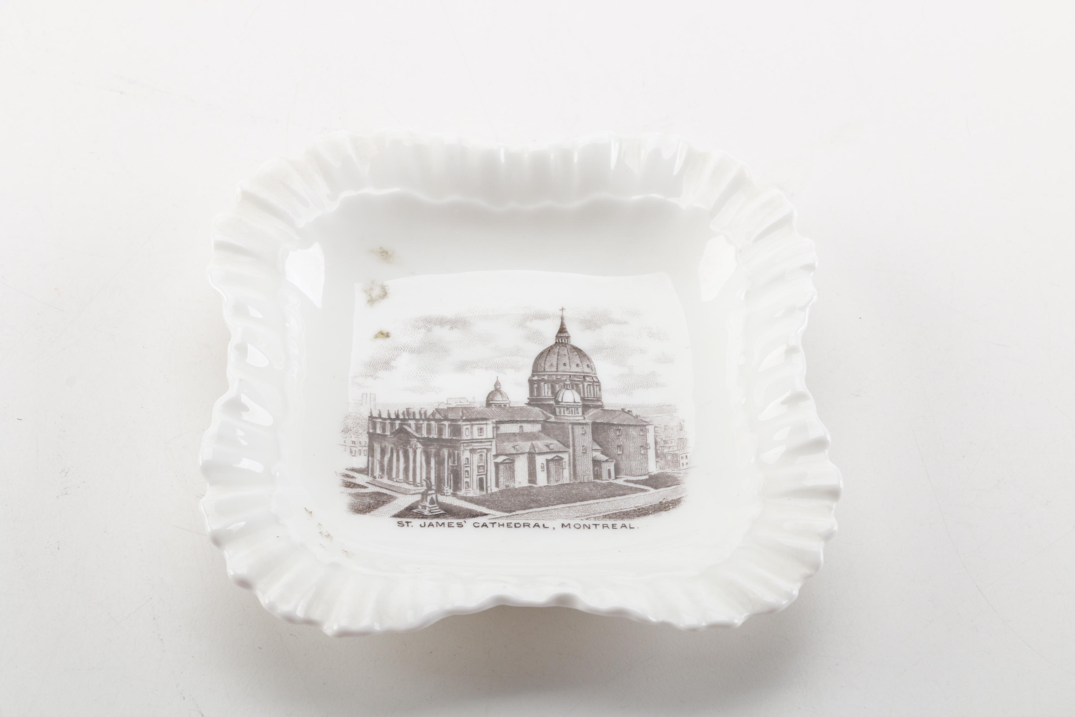Vintage Montreal Souvenir Plate and Dishes Featuring Adderley and Wood & Sons
