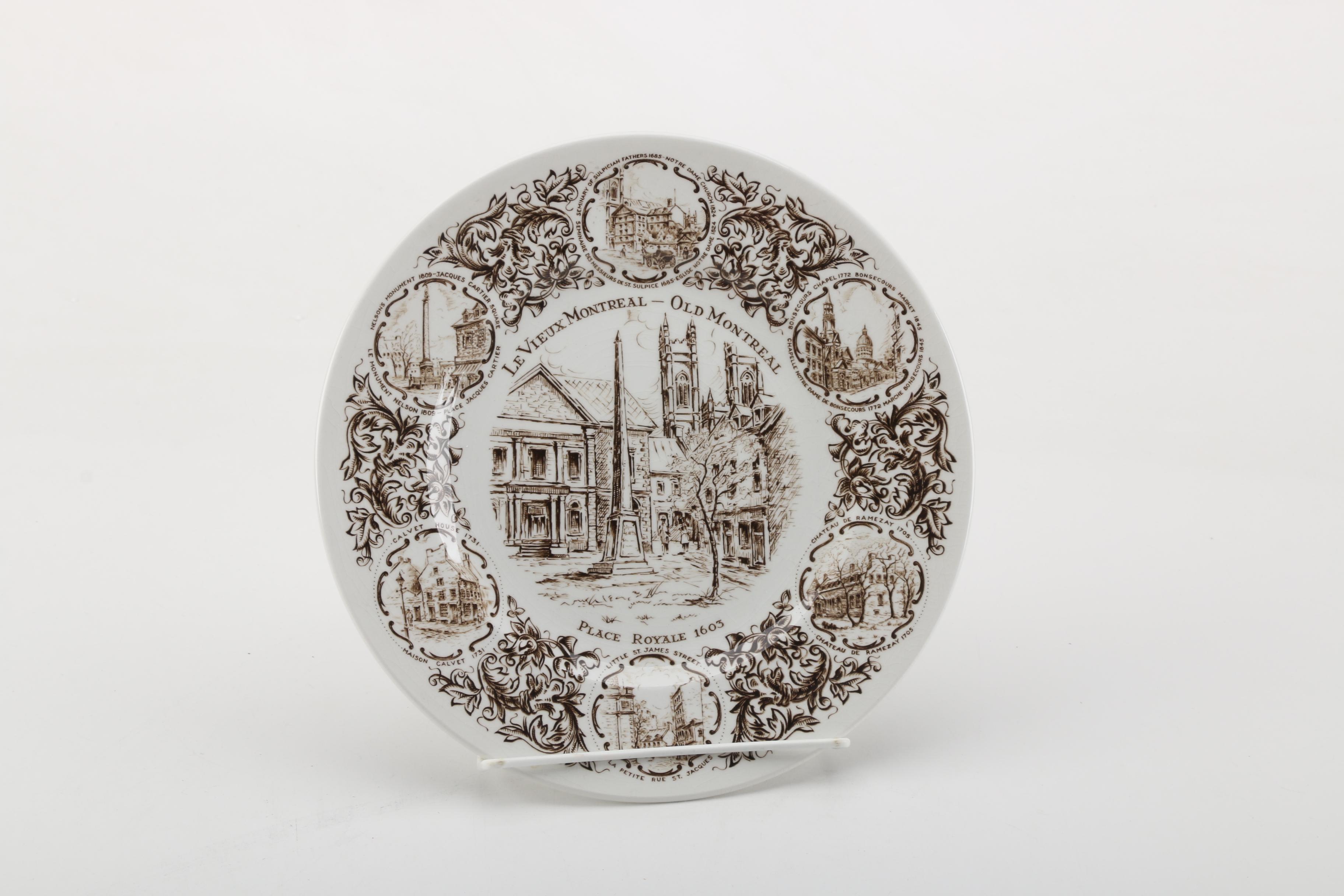 Vintage Montreal Souvenir Plate and Dishes Featuring Adderley and Wood & Sons