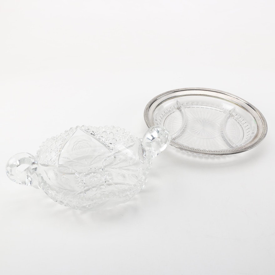 Crystal Bowl and Sterling Rimmed Etched Crystal Bowl