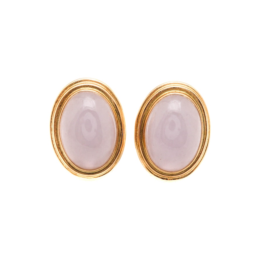 14K Yellow Gold Nephrite Earrings