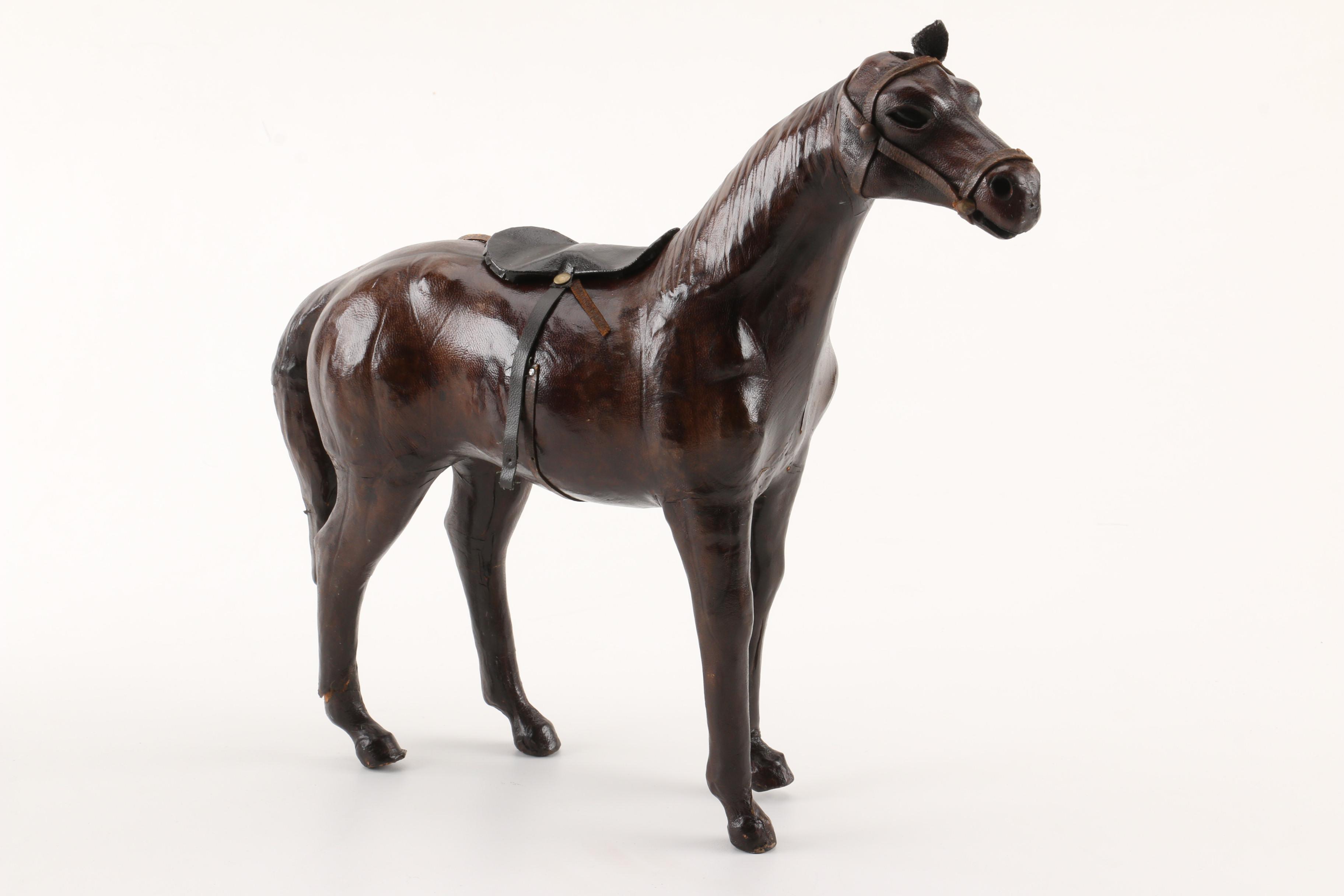 Leather Elephant and Horse Figurines