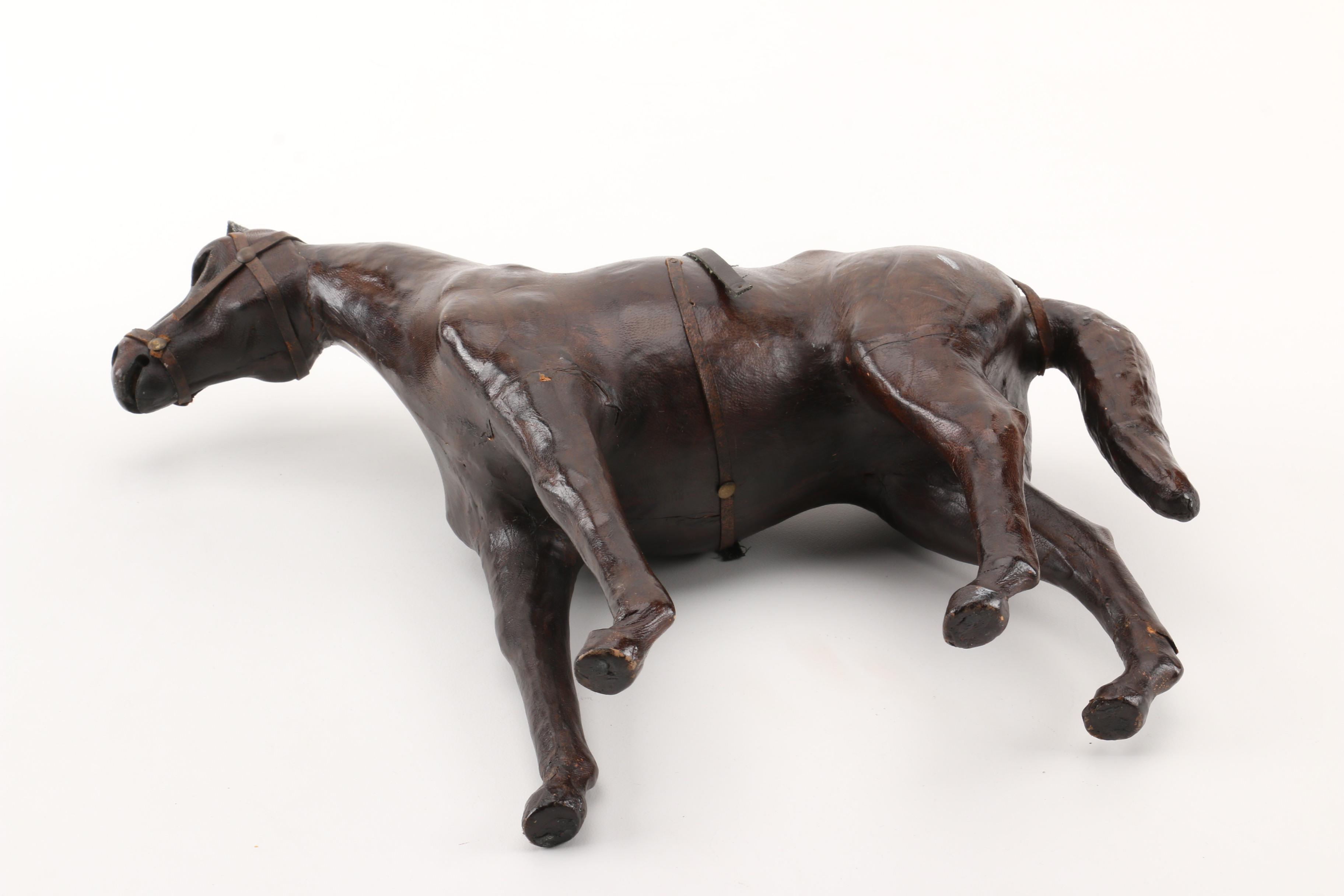 Leather Elephant and Horse Figurines