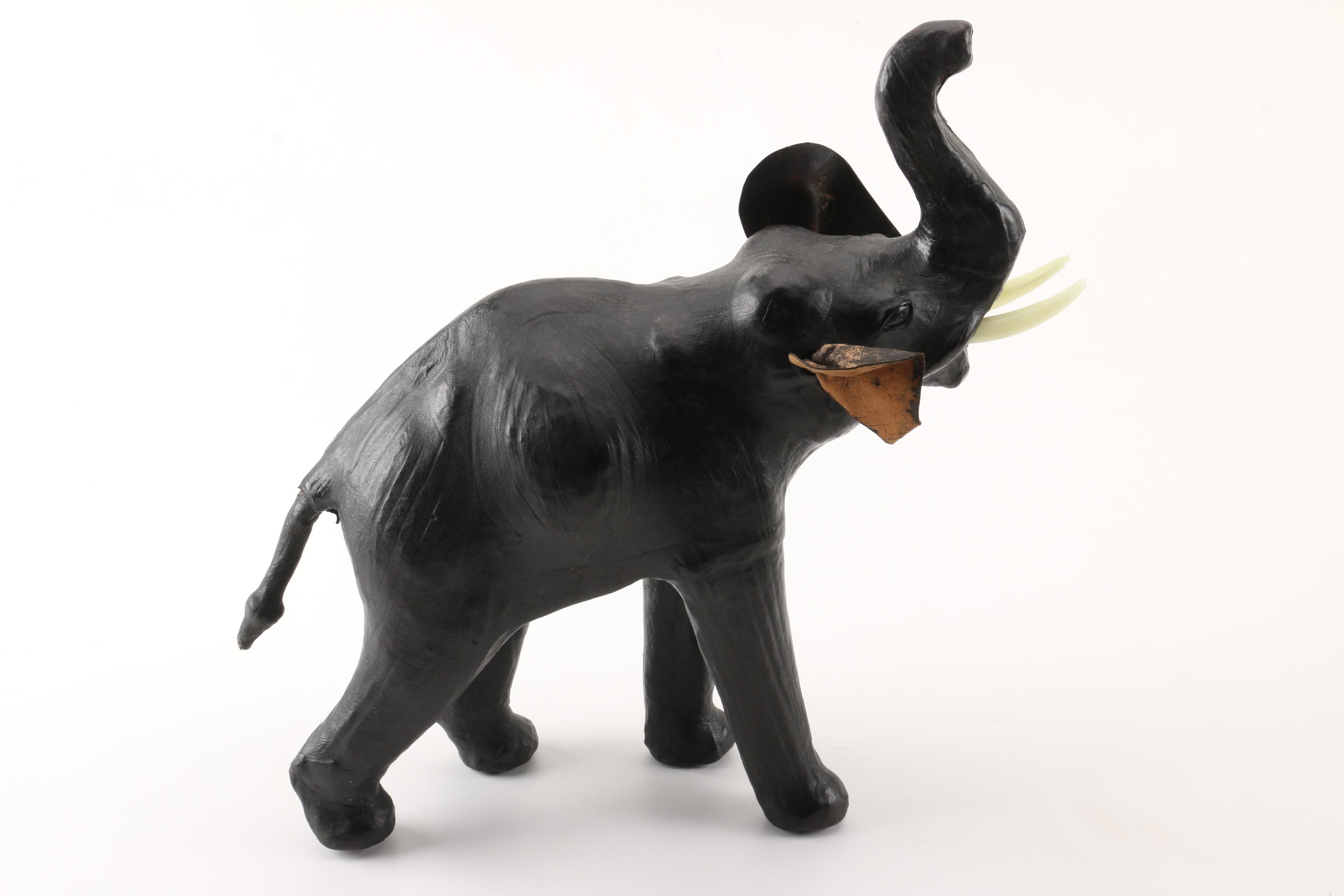 Leather Elephant and Horse Figurines