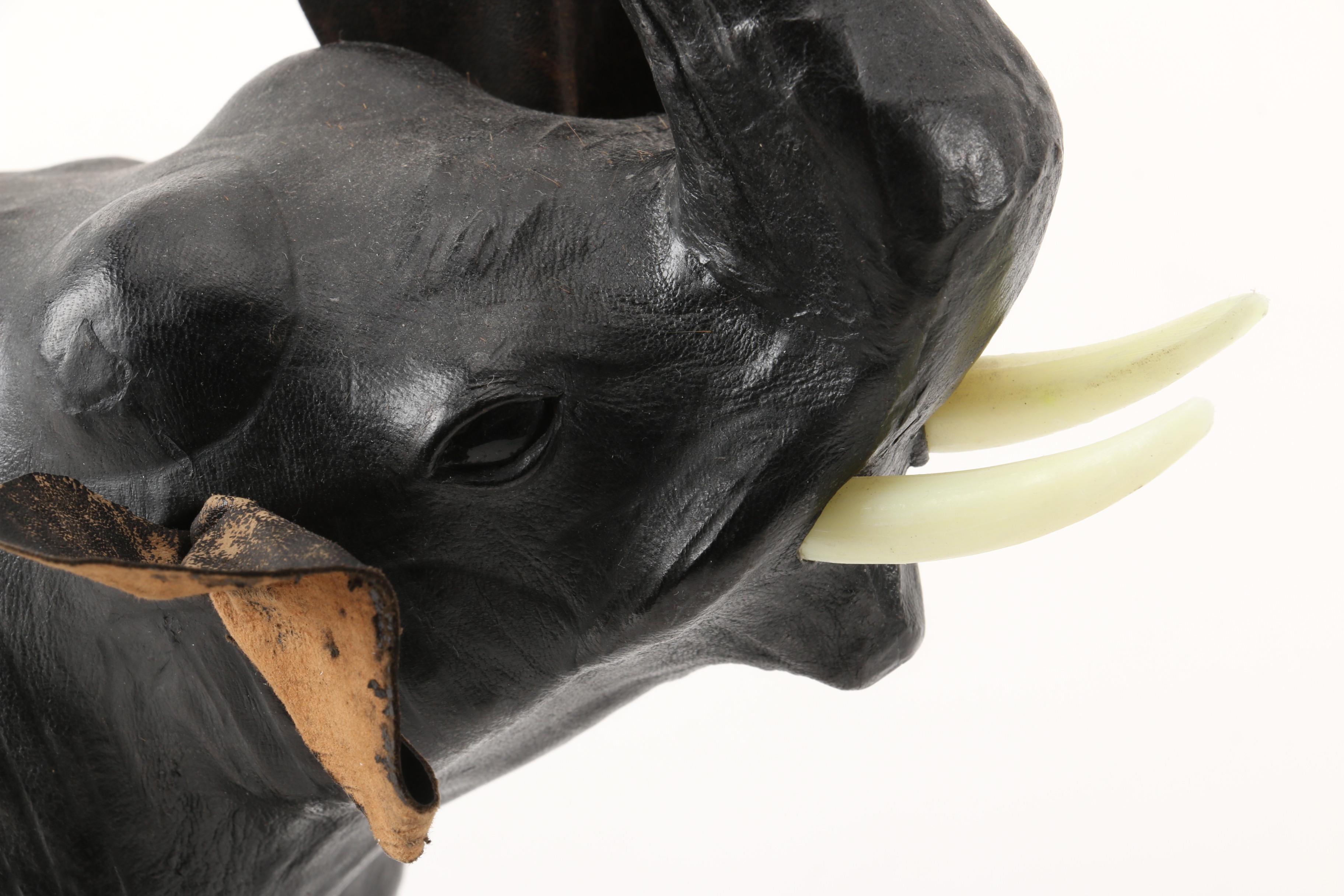 Leather Elephant and Horse Figurines