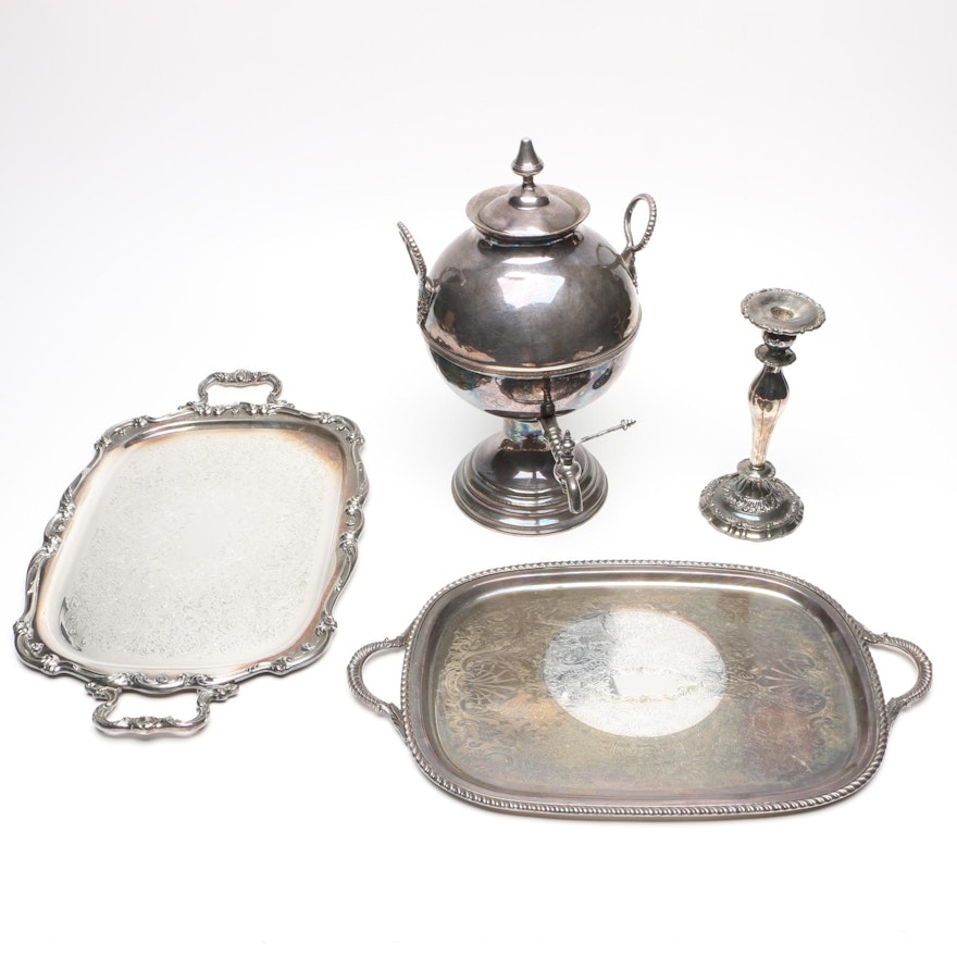 Silver Plate Samovar and Other Silver Plate Serveware