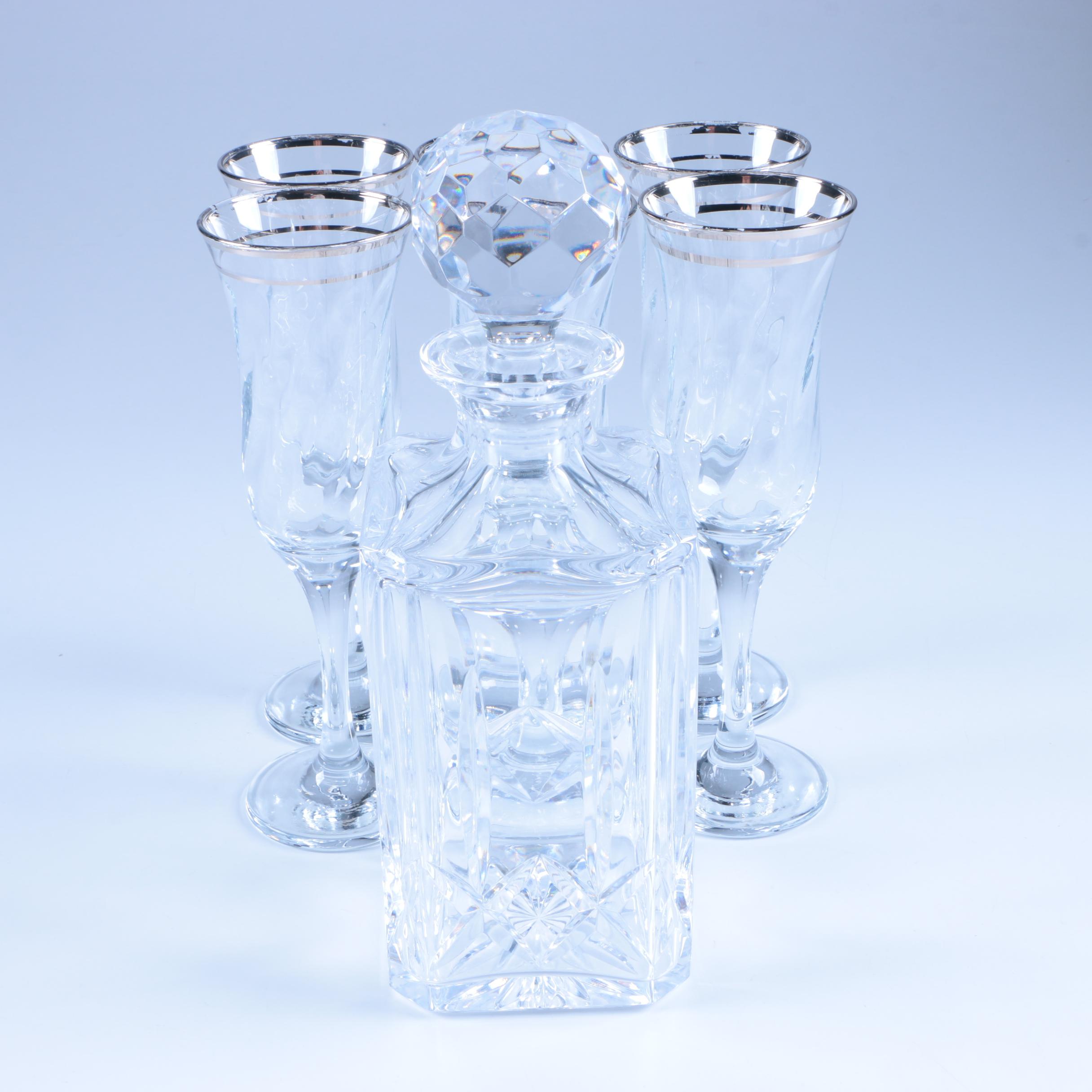 Cordial Glasses and Atlantis Crystal Decanter