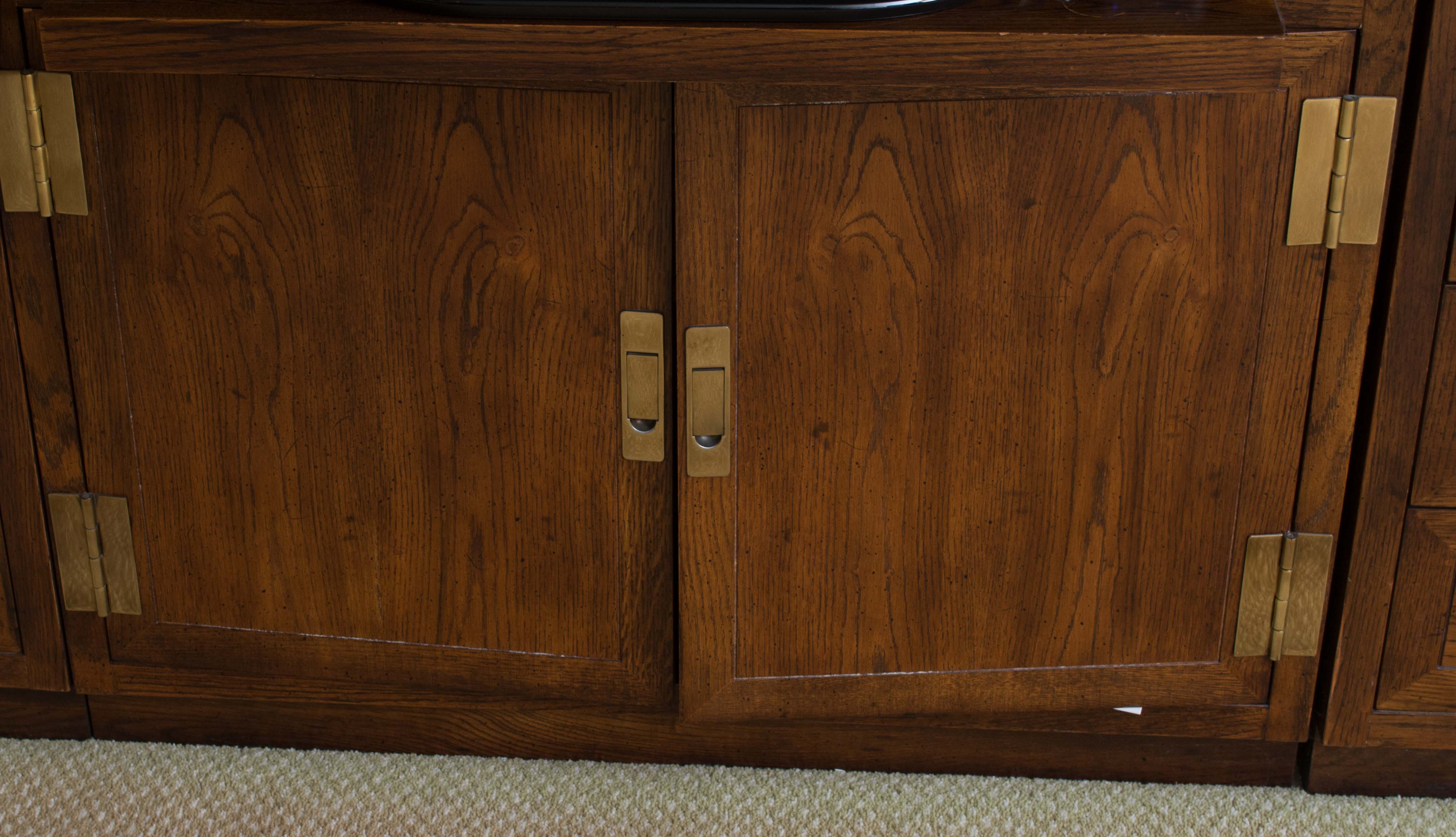 Henredon Campaign Style Walnut Wall Unit