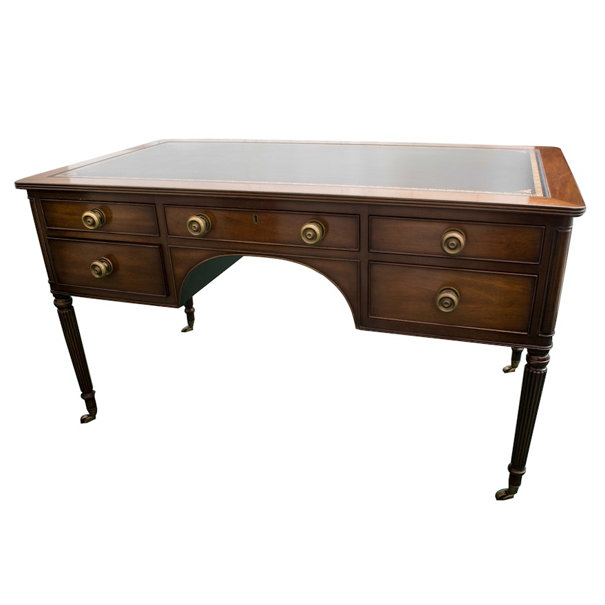 Federal Style Walnut Leather Top Desk by Kittinger